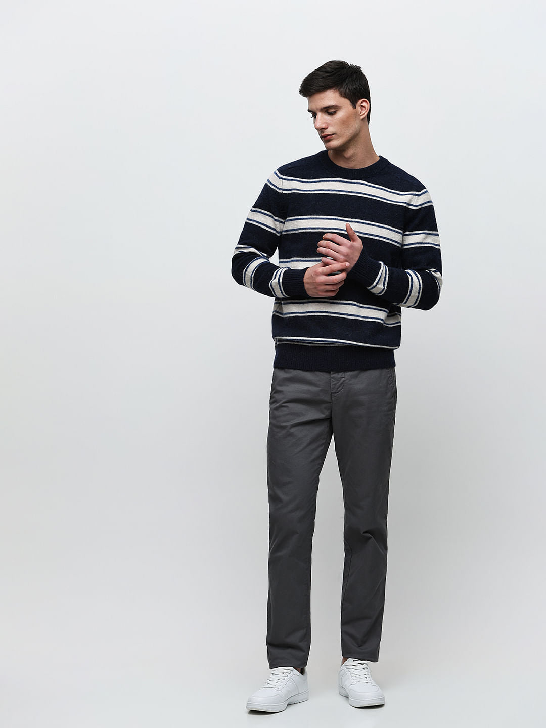 Dark Blue Striped Pullover