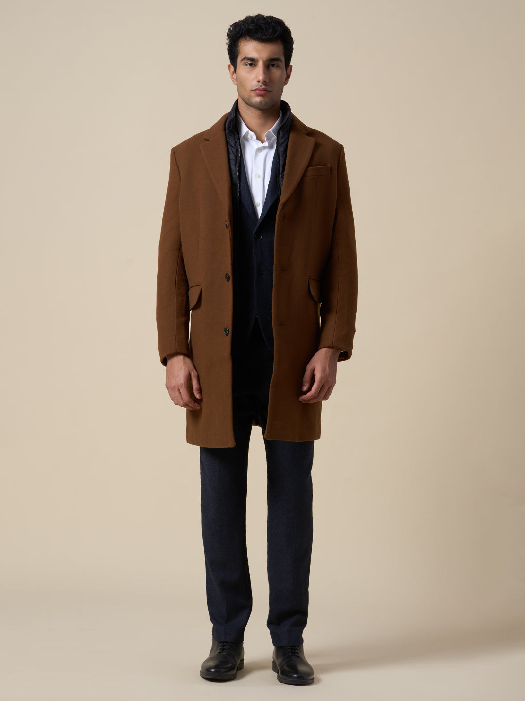 Dark Blue Wool Blend Suit-Set Trousers