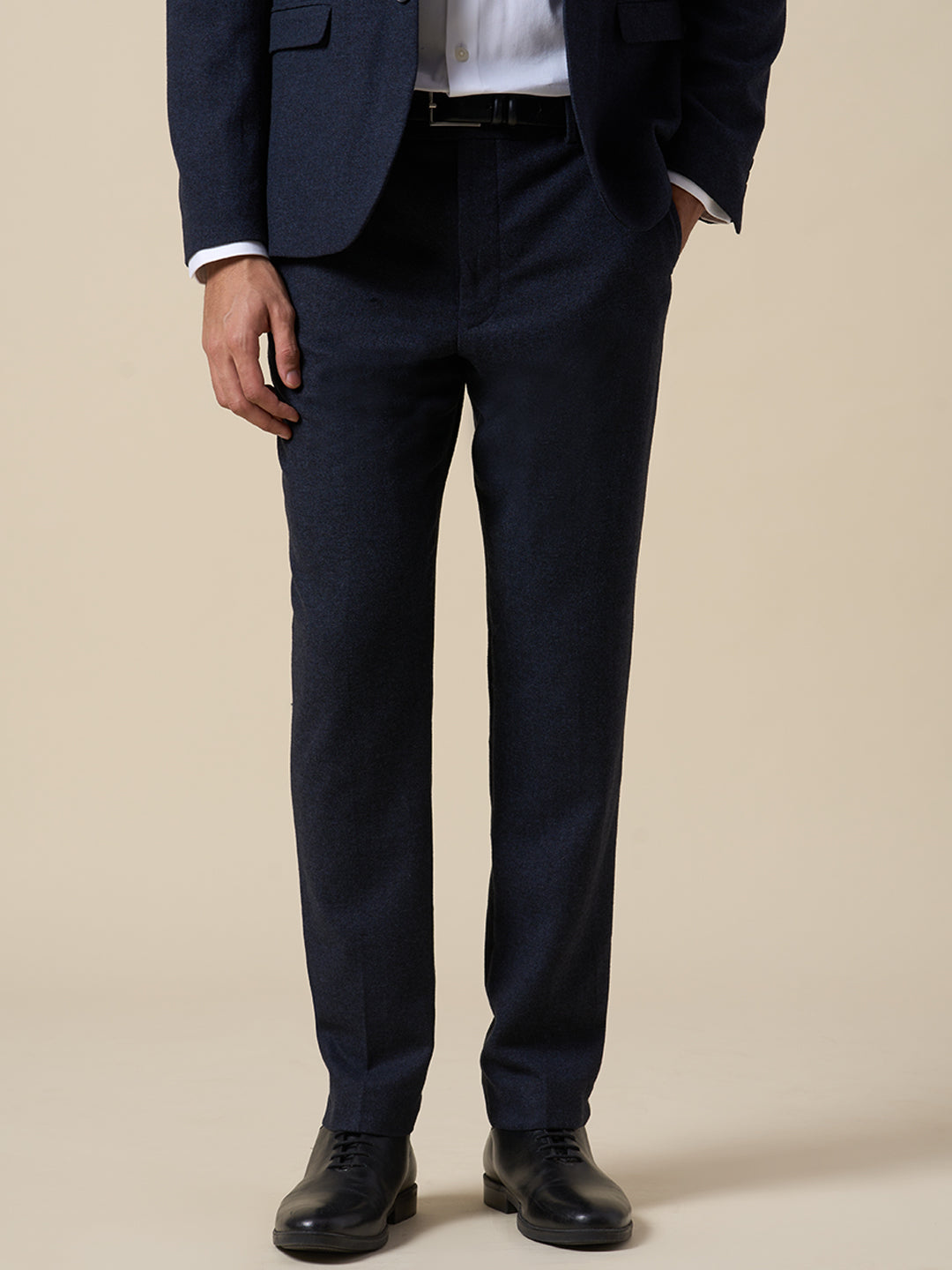 Dark Blue Wool Blend Suit-Set Trousers