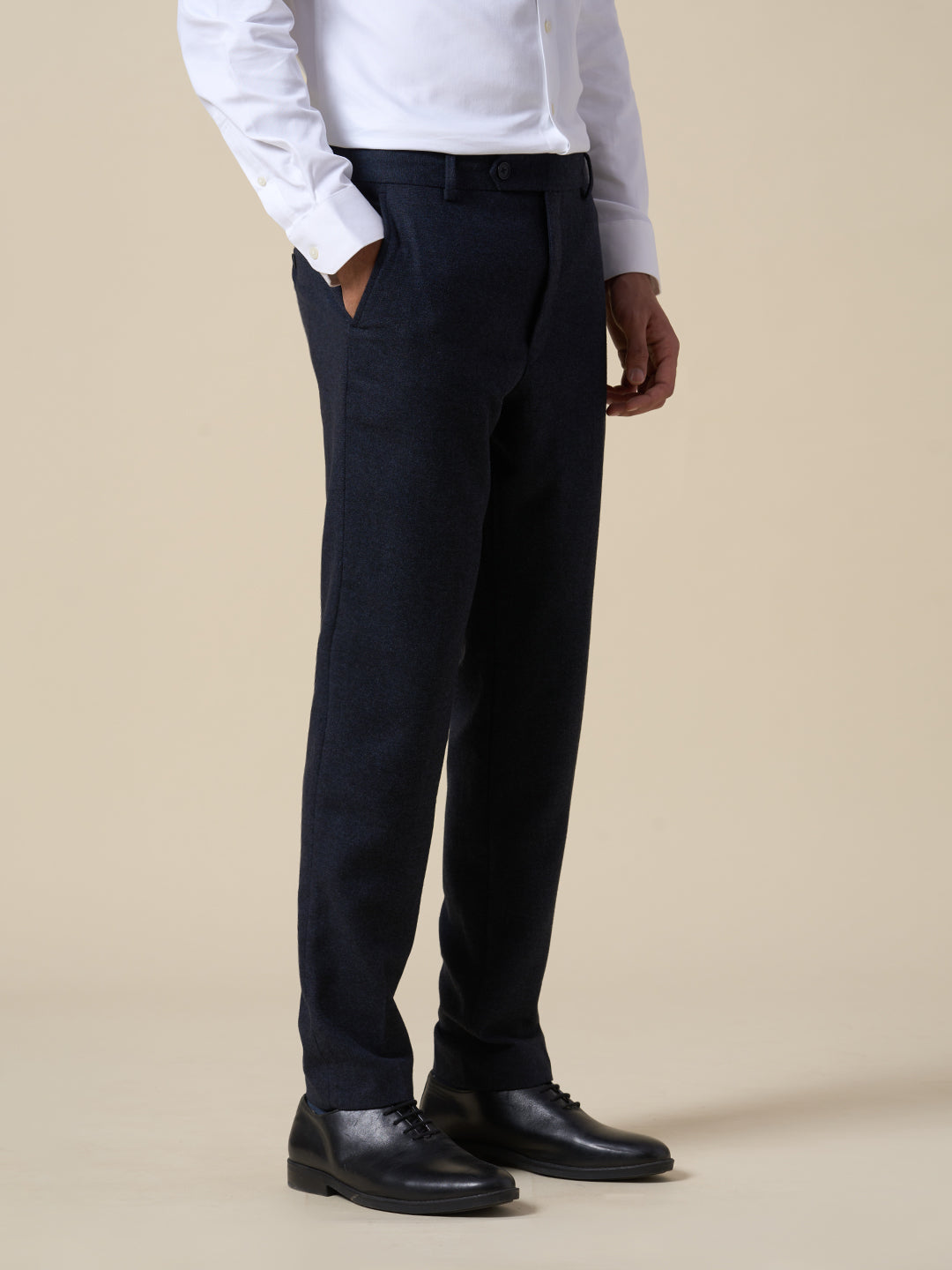 Dark Blue Wool Blend Suit-Set Trousers
