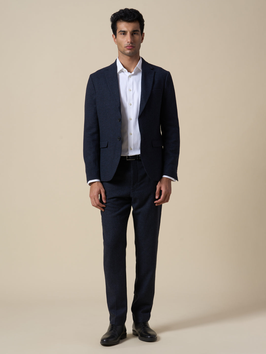 Dark Blue Wool Blend Suit-Set Trousers