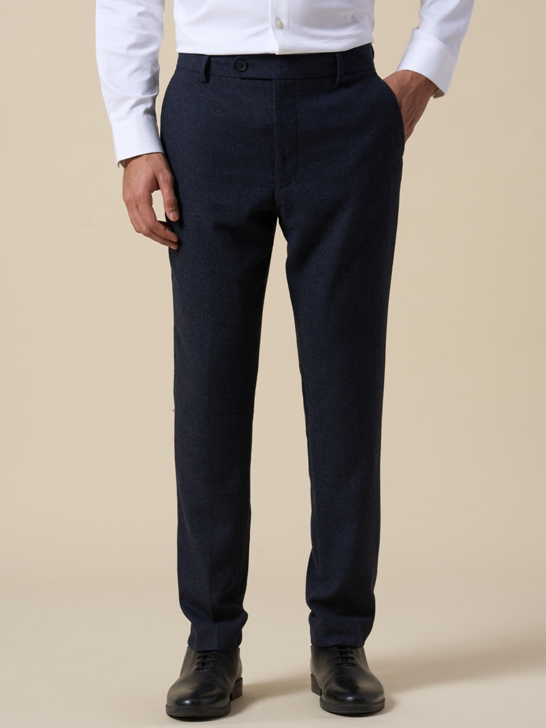 Dark Blue Wool Blend Suit-Set Trousers