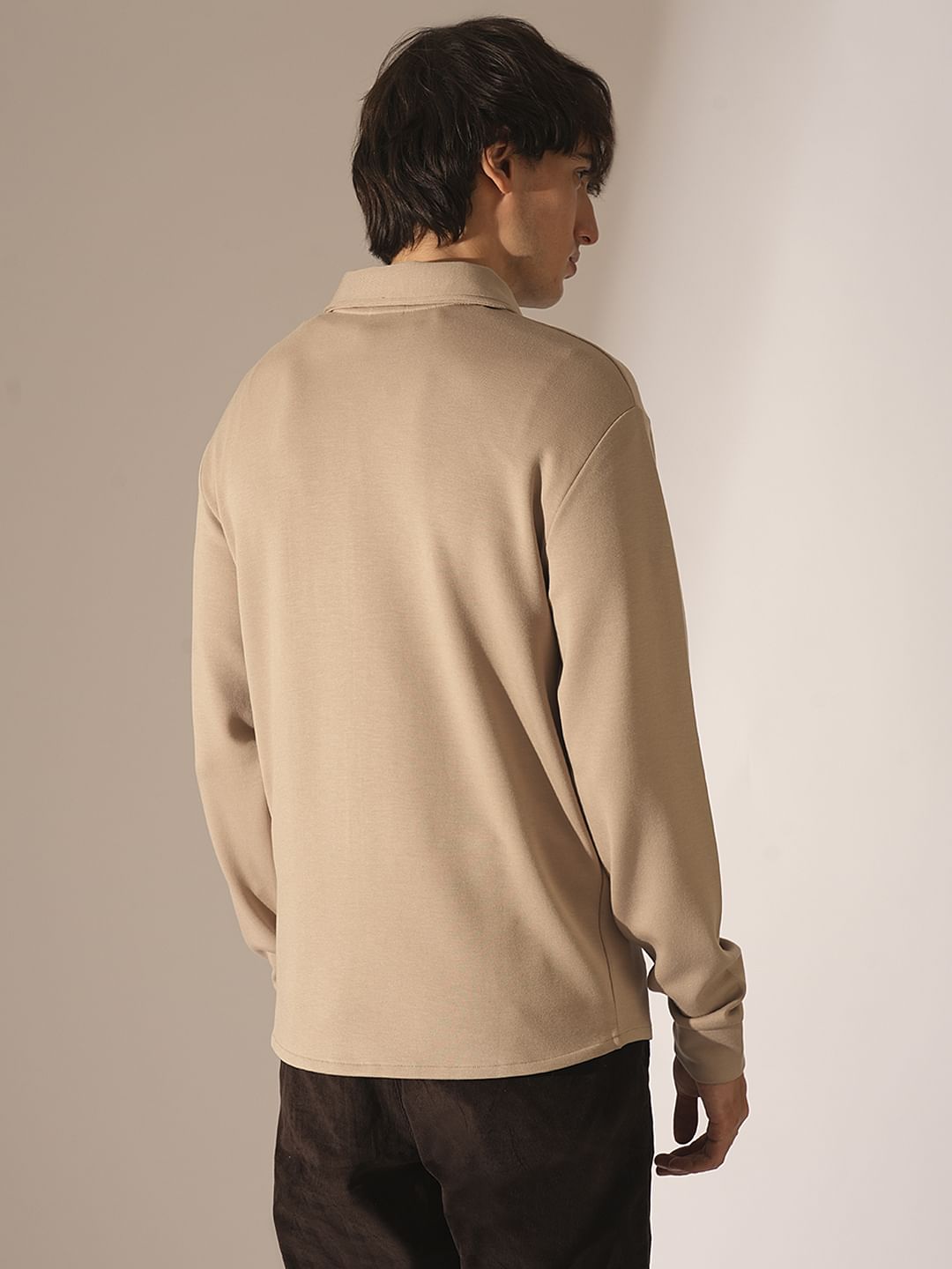 Beige Zipped Cardigan