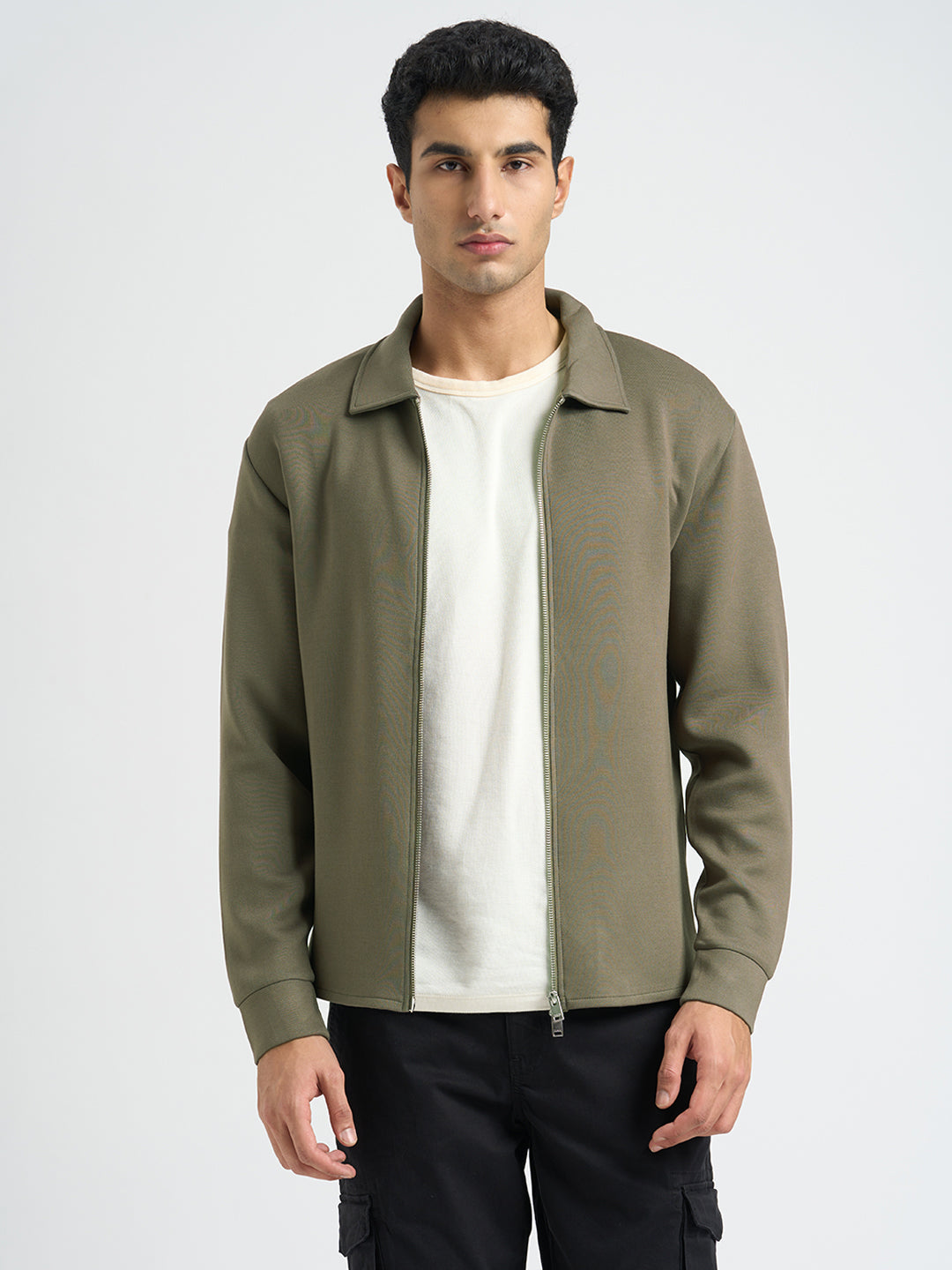 Viscose Blend Full Zip Sweat Jacket