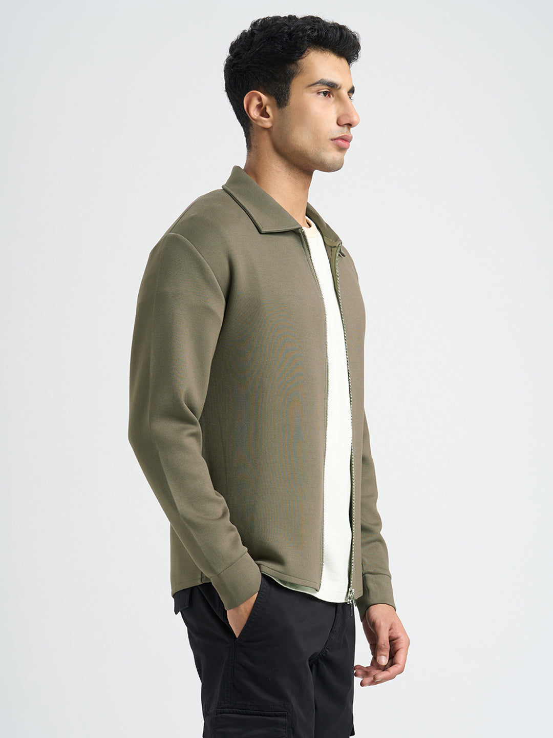 Viscose Blend Full Zip Sweat Jacket