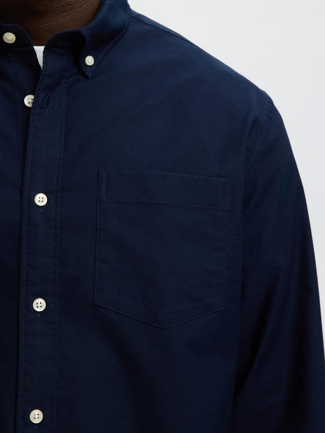 Dark Blue Cotton Oxford Shirt