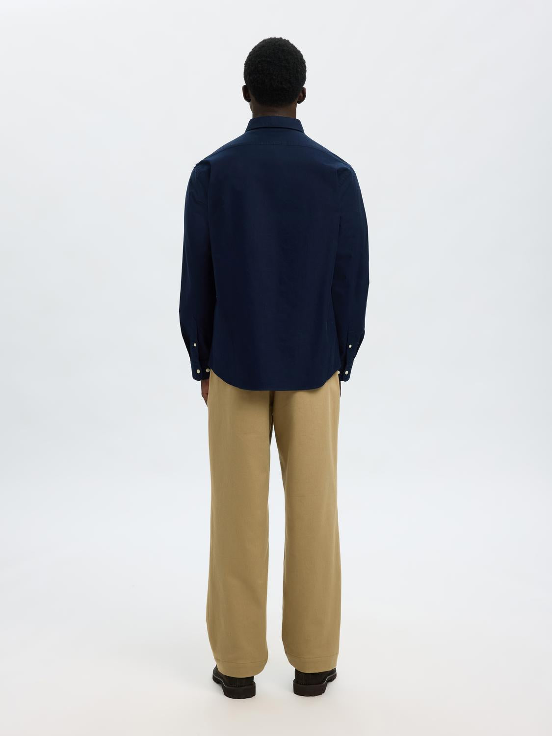 Dark Blue Cotton Oxford Shirt