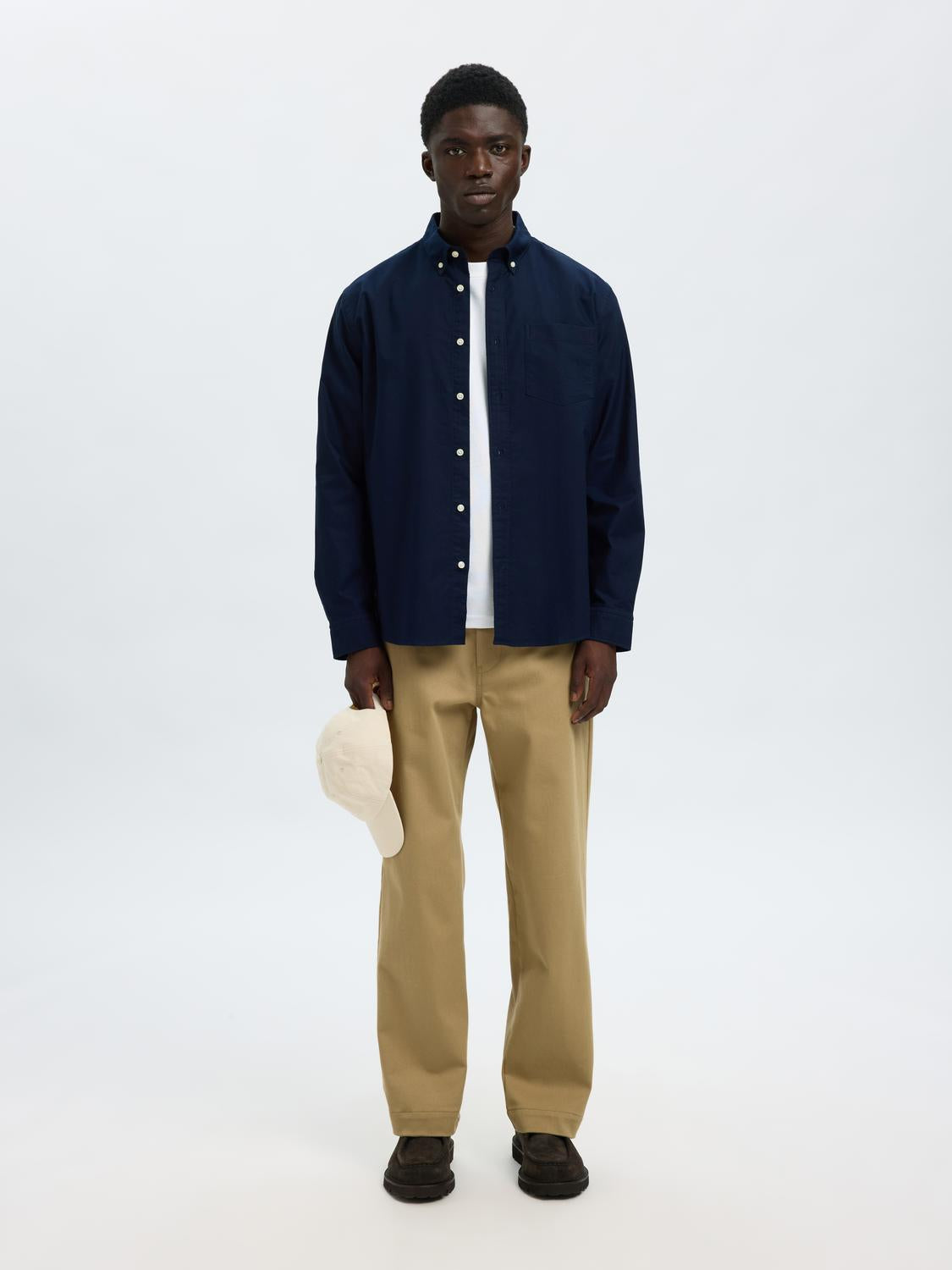 Dark Blue Cotton Oxford Shirt