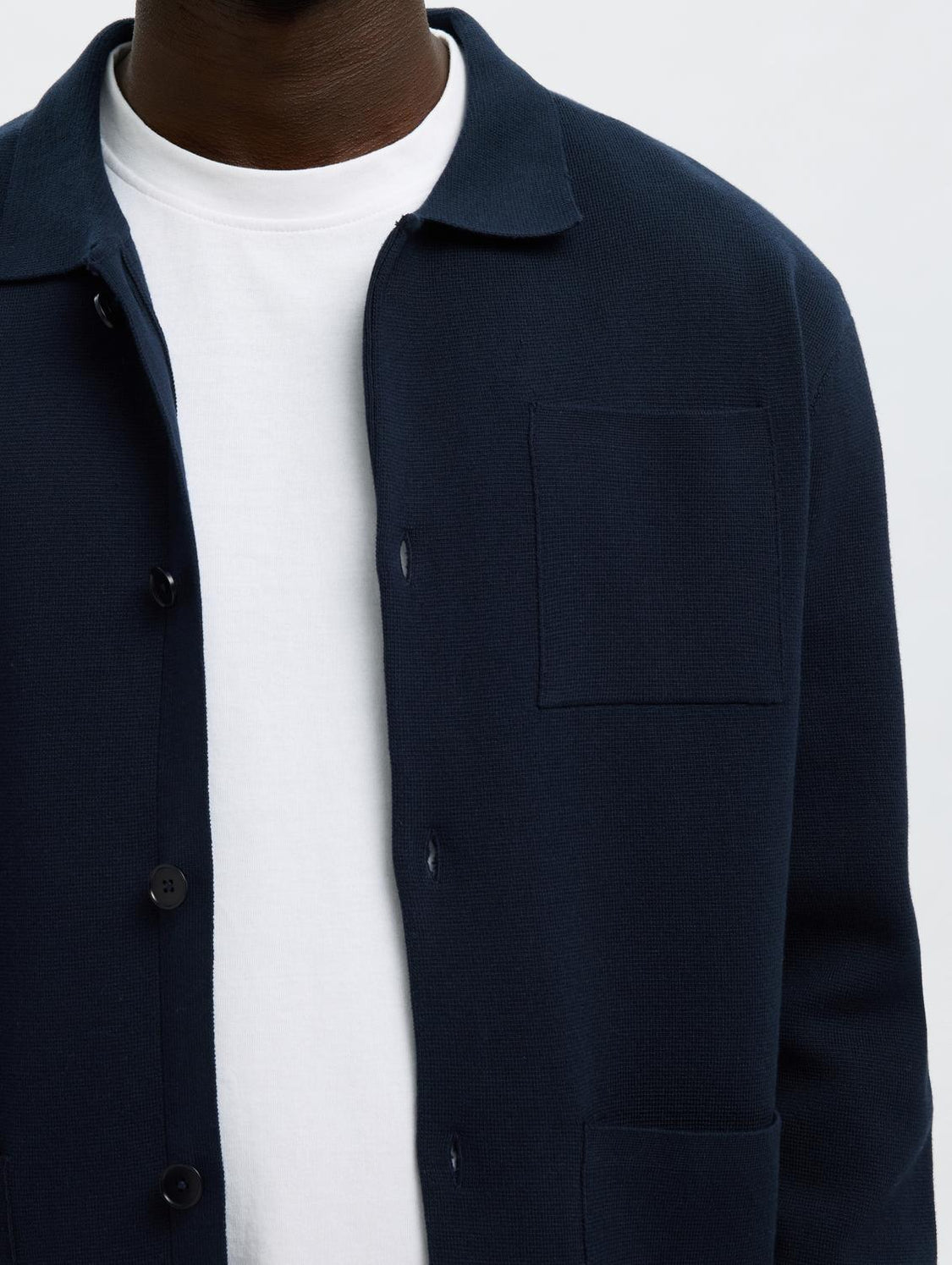 Dark Blue Relaxed Fit Polo Cardigan