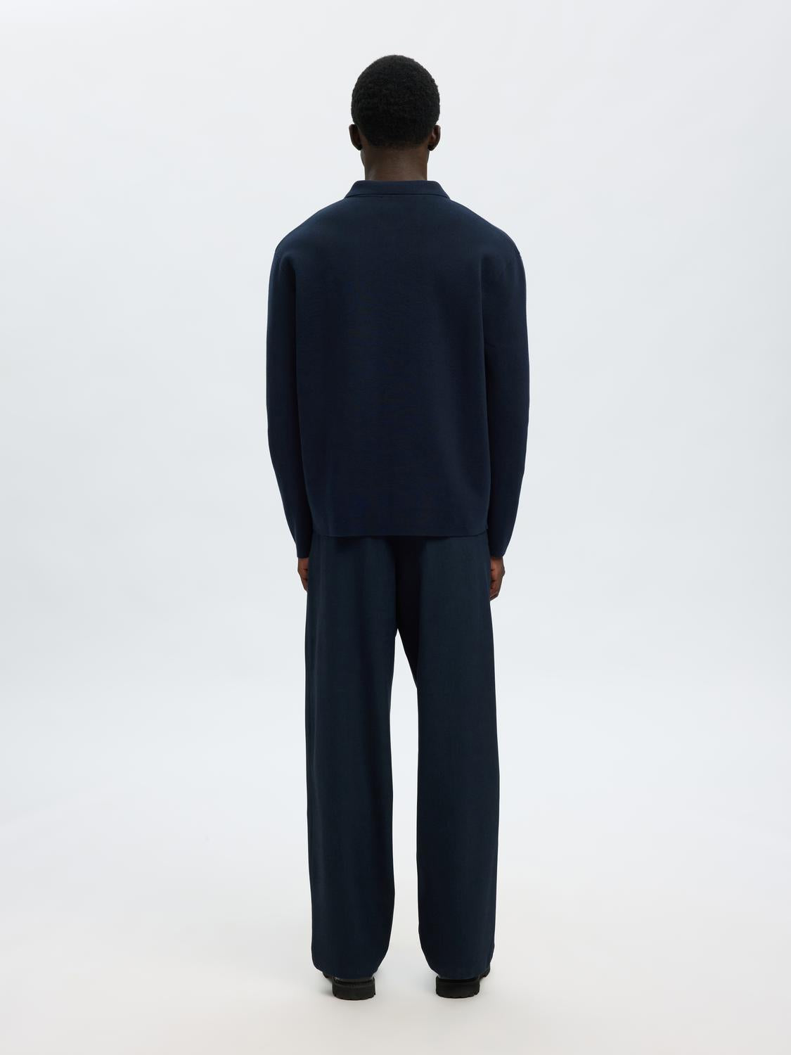 Dark Blue Relaxed Fit Polo Cardigan