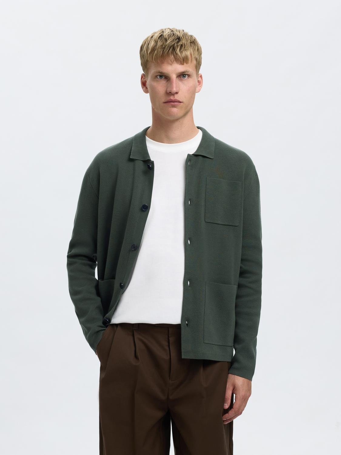 Relaxed Fit Knitted Polo Cardigan