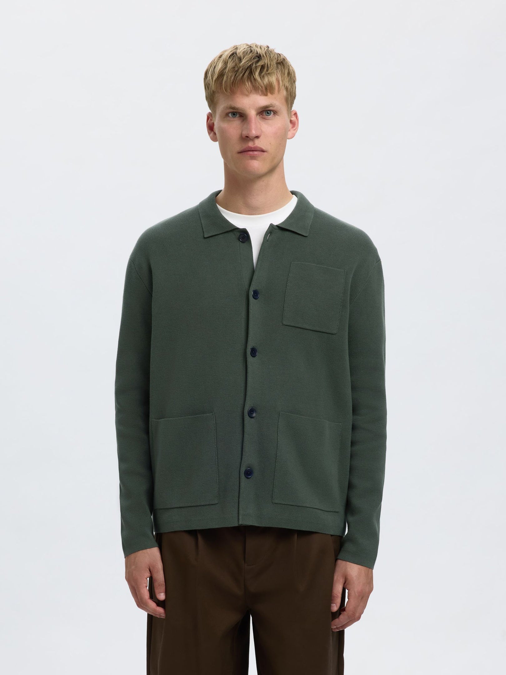 Relaxed Fit Knitted Polo Cardigan