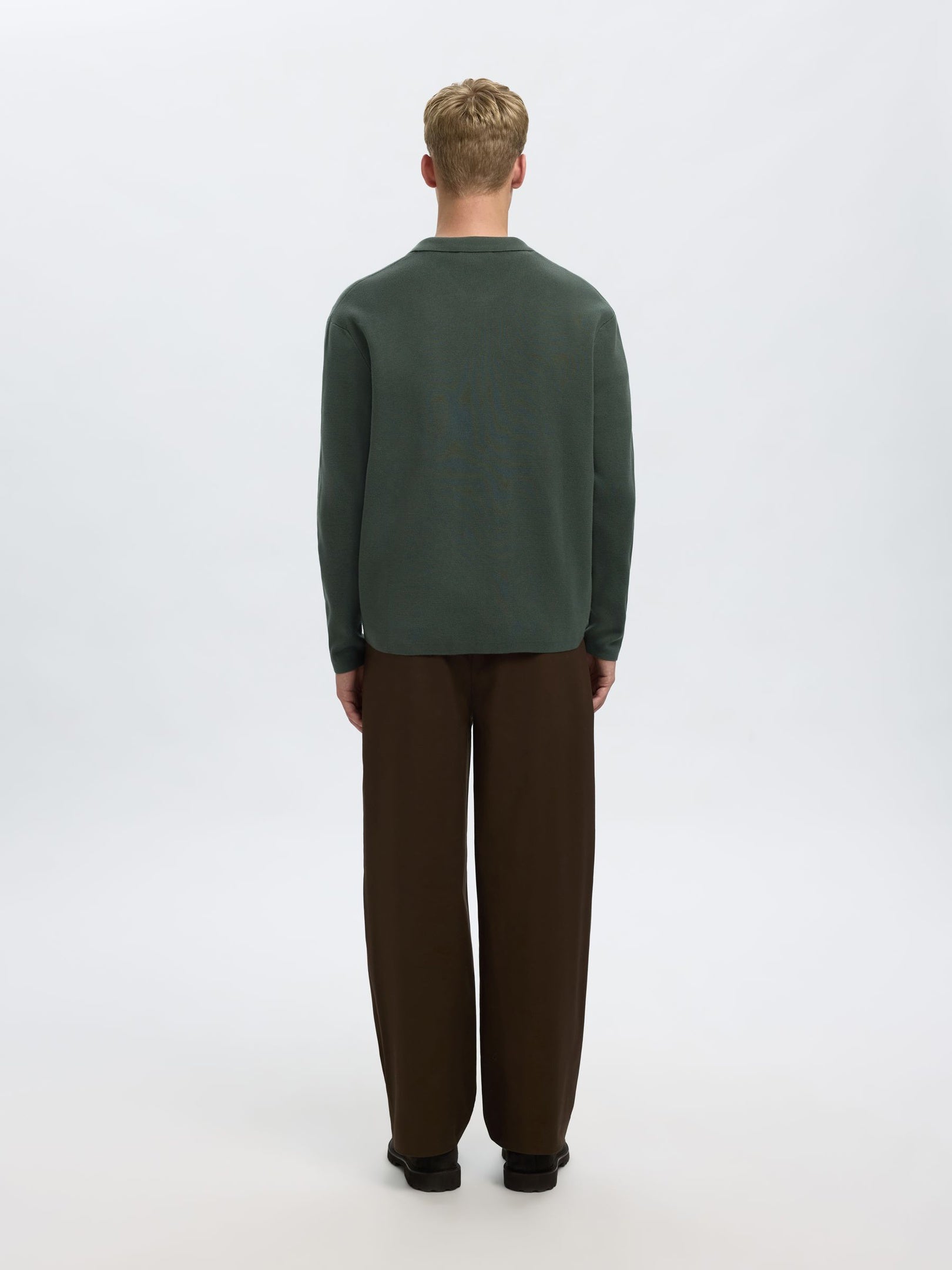 Relaxed Fit Knitted Polo Cardigan