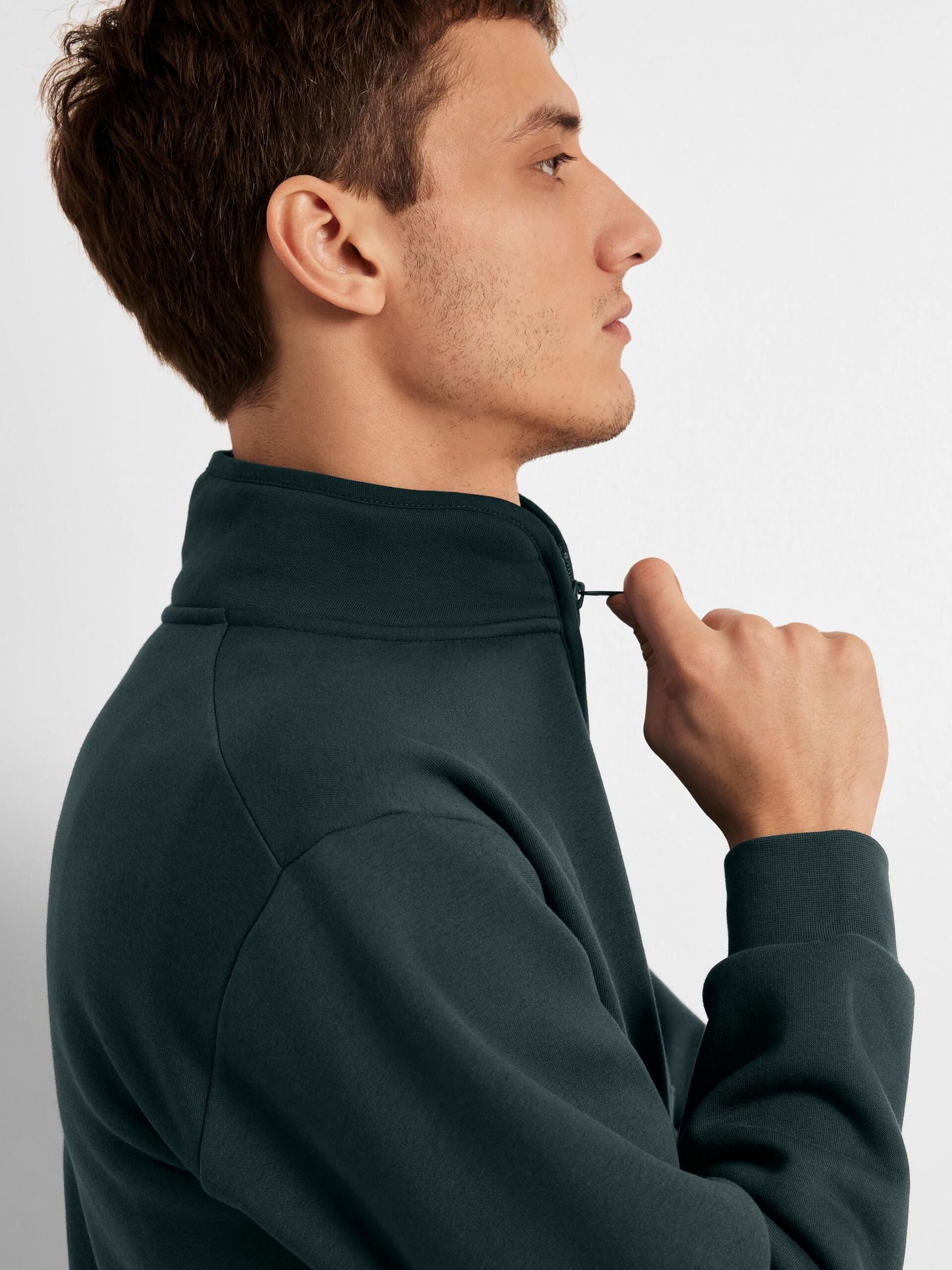 Dark Green High Neck Zip Sweatshirt