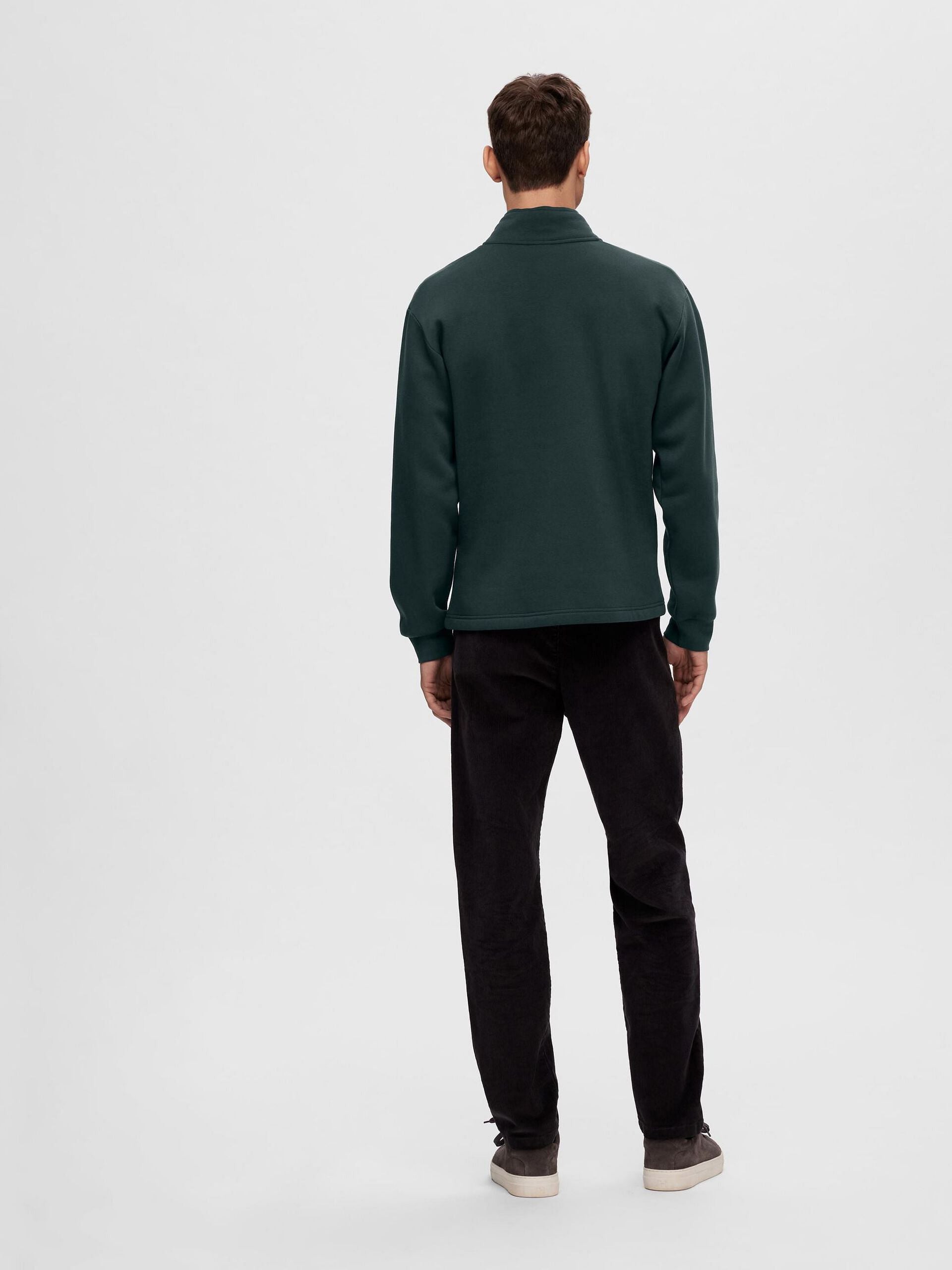 Dark Green High Neck Zip Sweatshirt