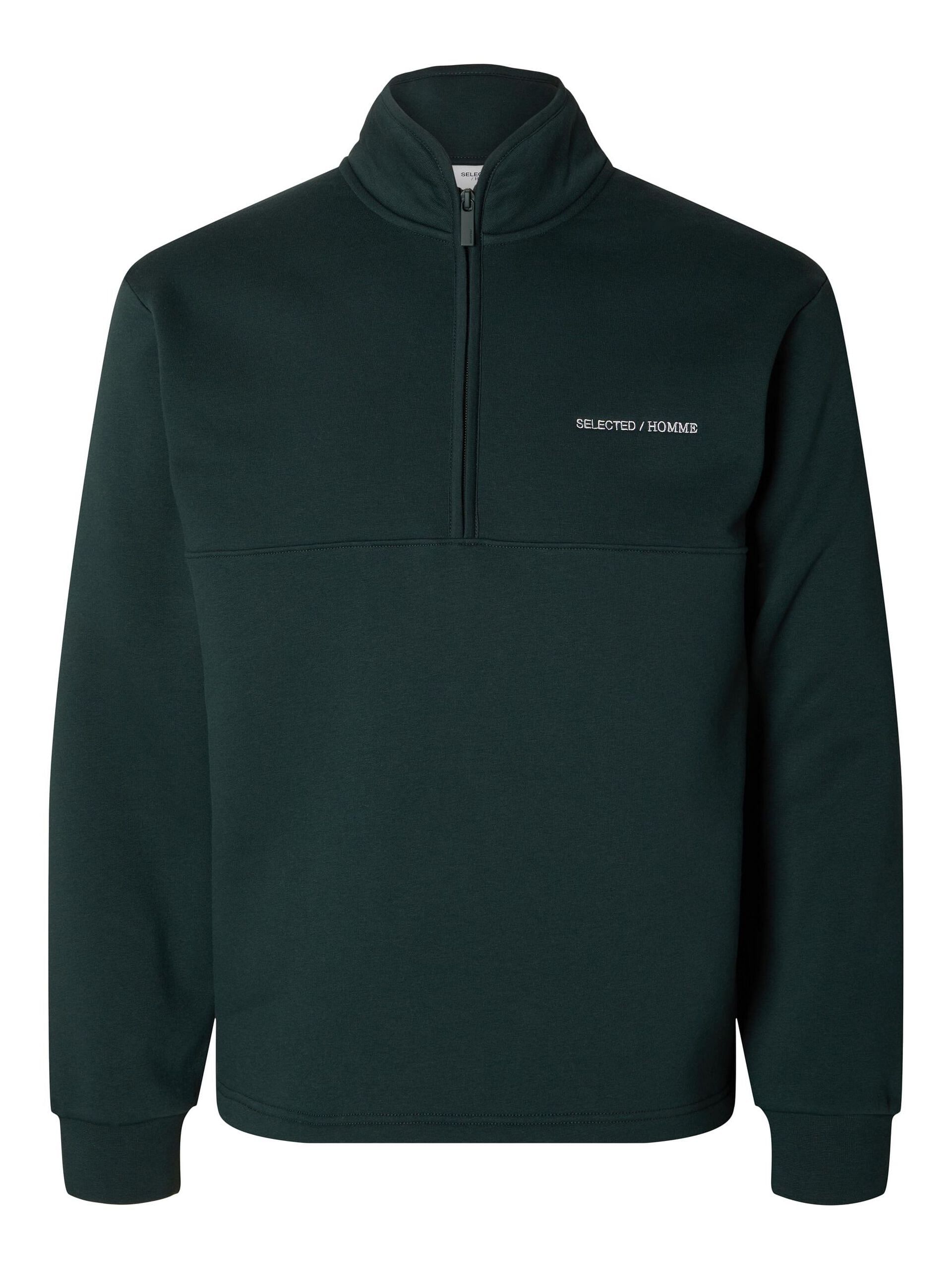 Dark Green High Neck Zip Sweatshirt
