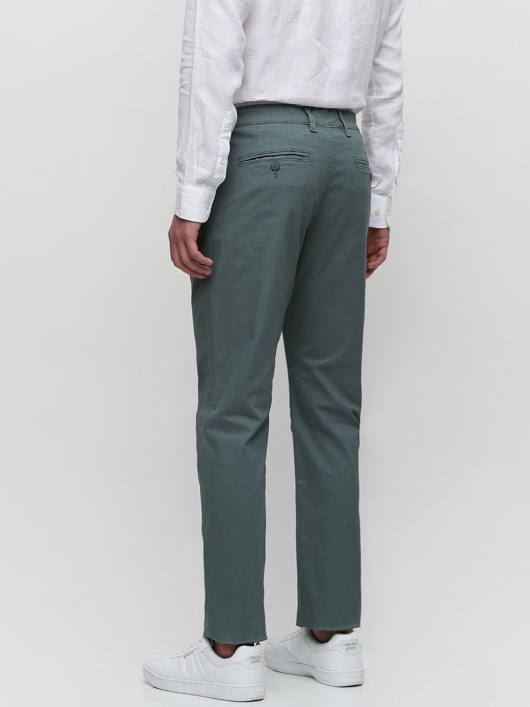 Green Mid Rise Slim Fit Pants