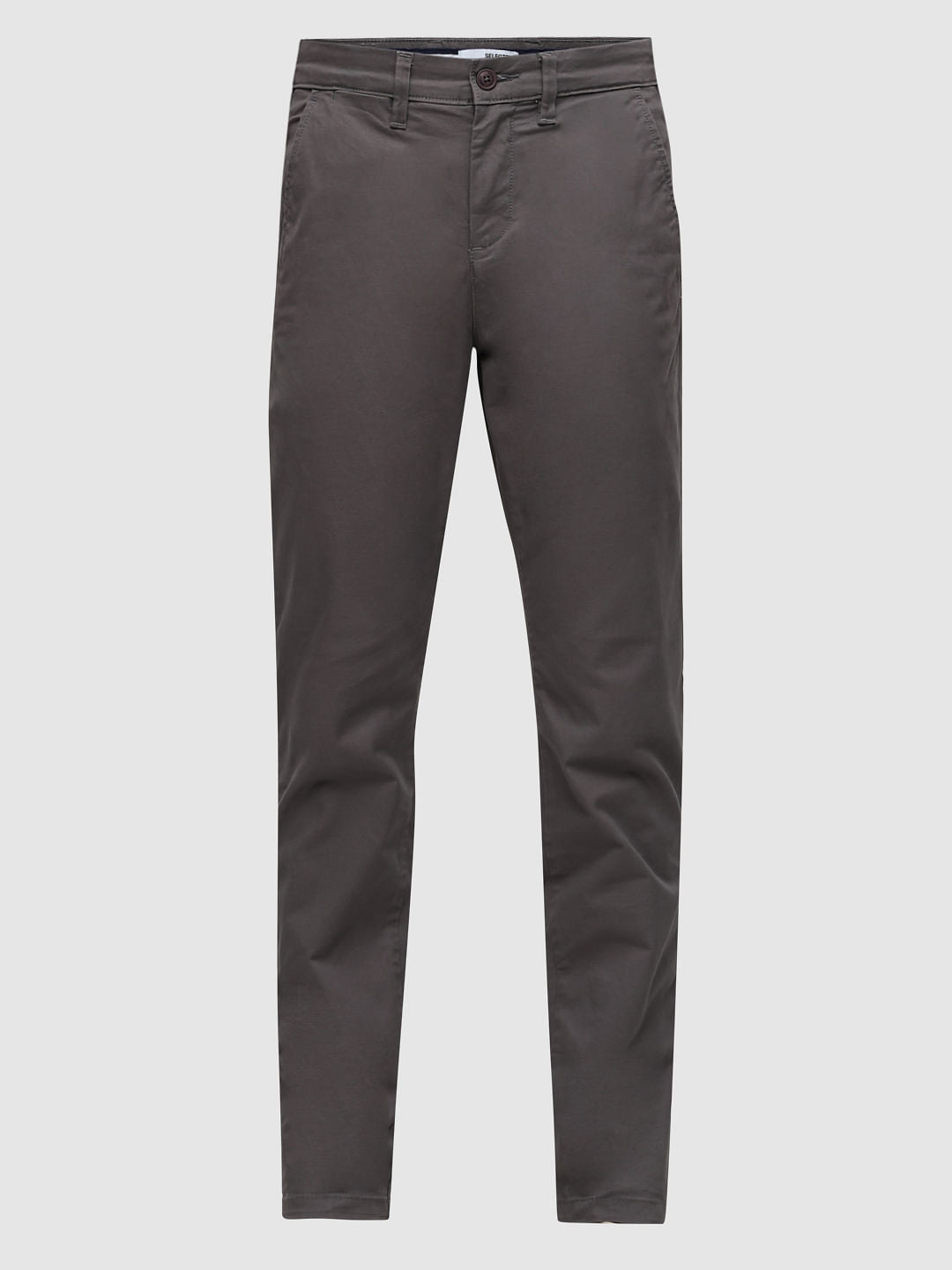 Grey Mid Rise Slim Fit Pants