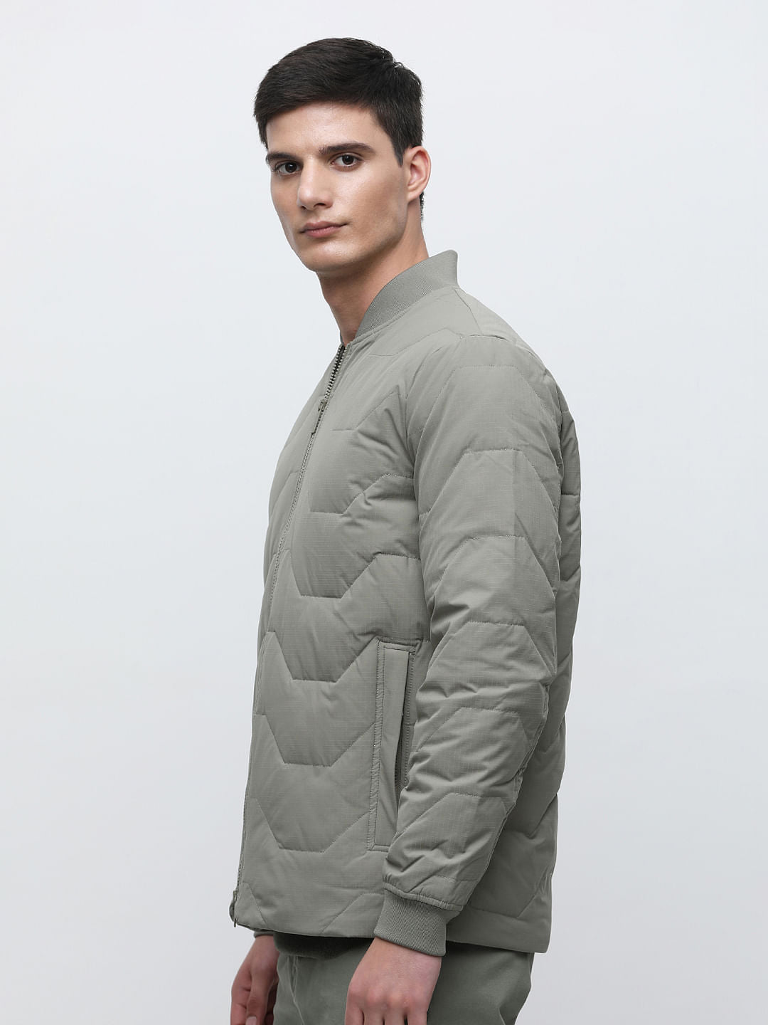 Green Quilted Redown Bomber Jacket