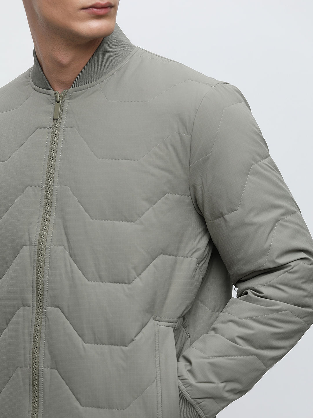 Green Quilted Redown Bomber Jacket