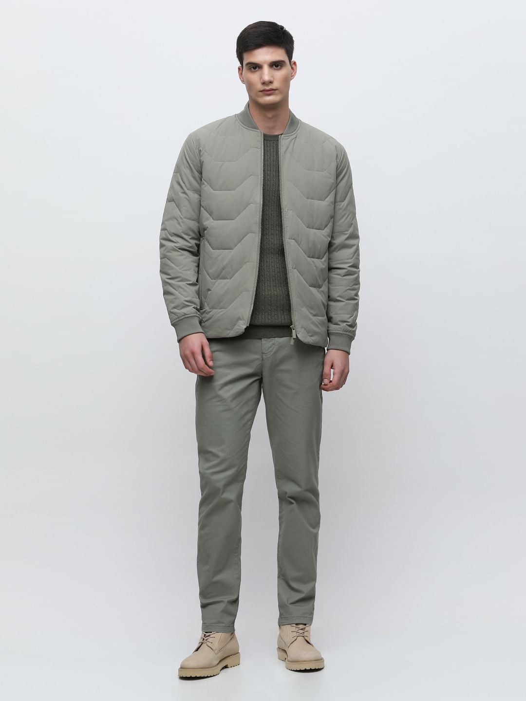 Green Quilted Redown Bomber Jacket