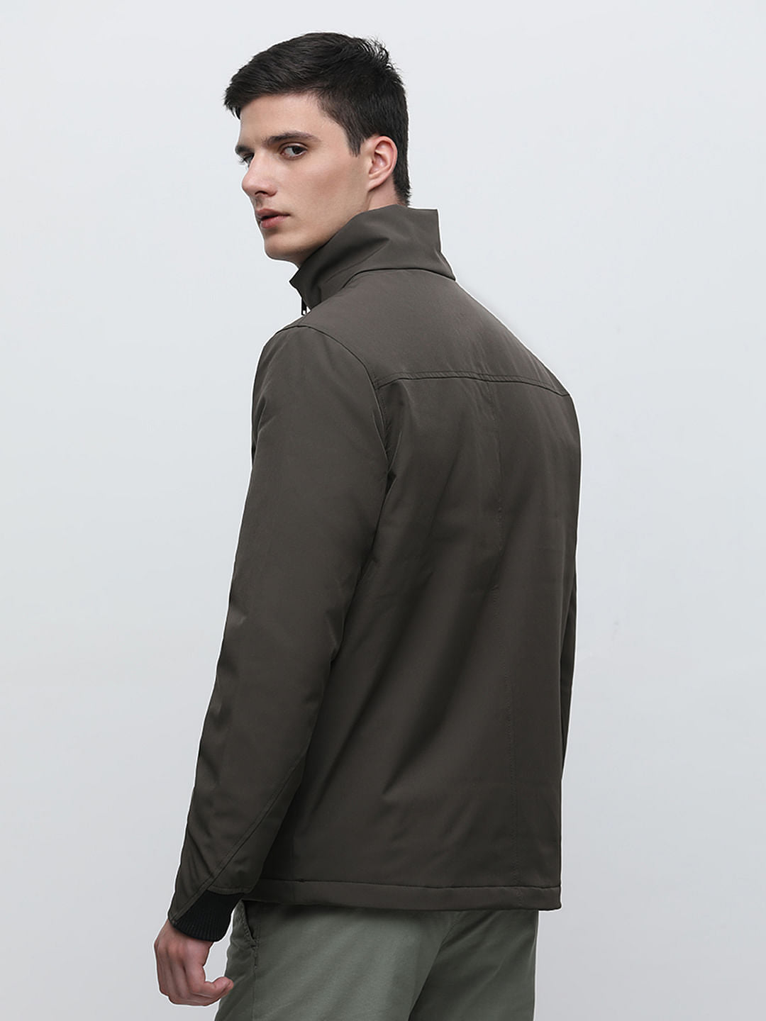 Olive High Neck Padded Jacket