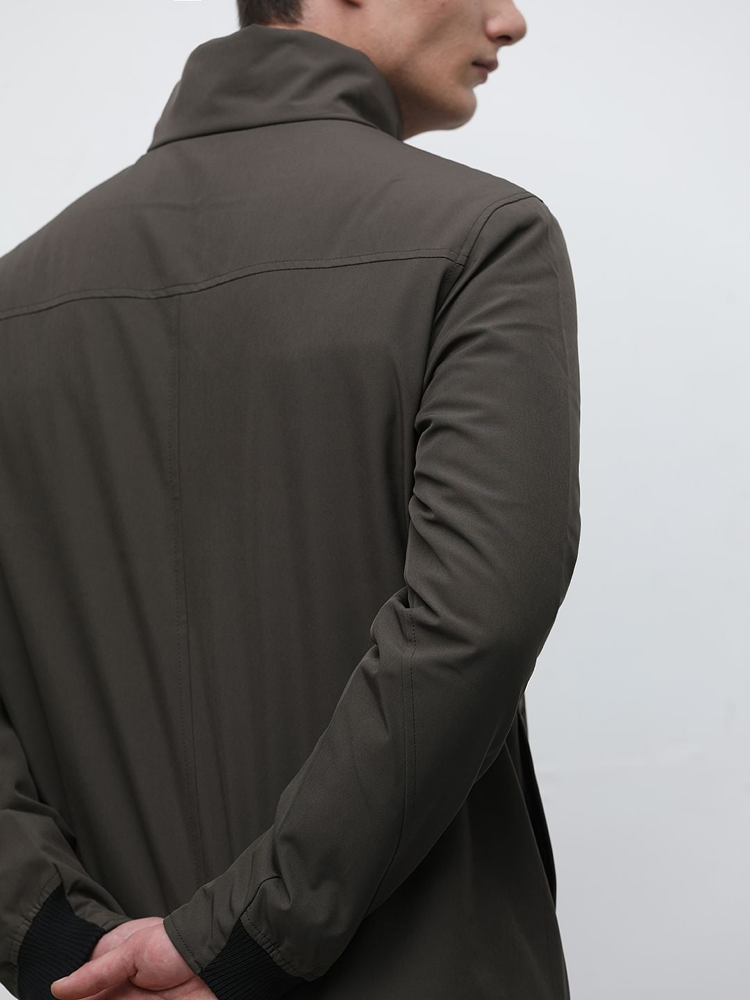 Olive High Neck Padded Jacket