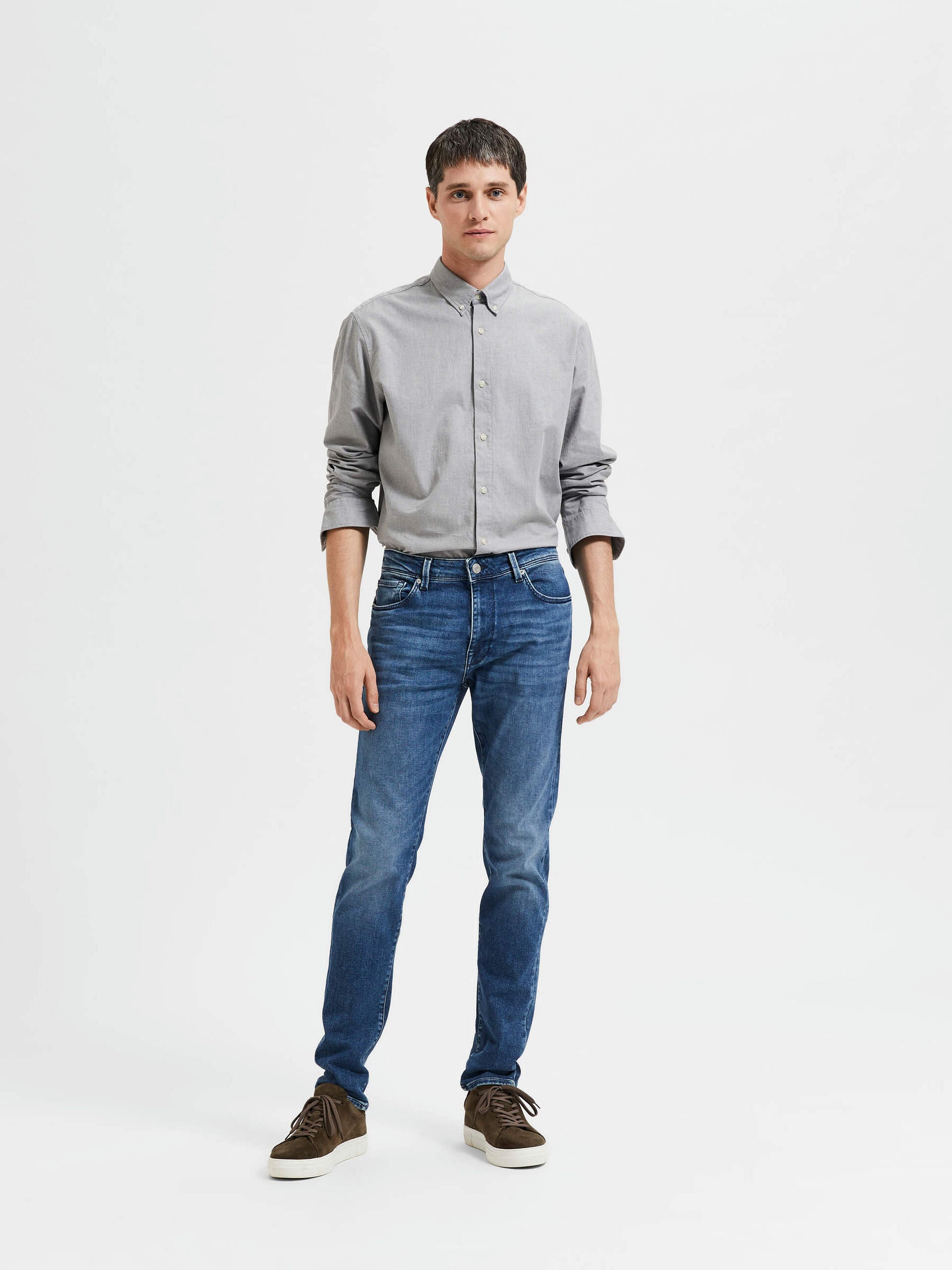 BLUE MID RISE LEON ORGANIC COTTON JEANS