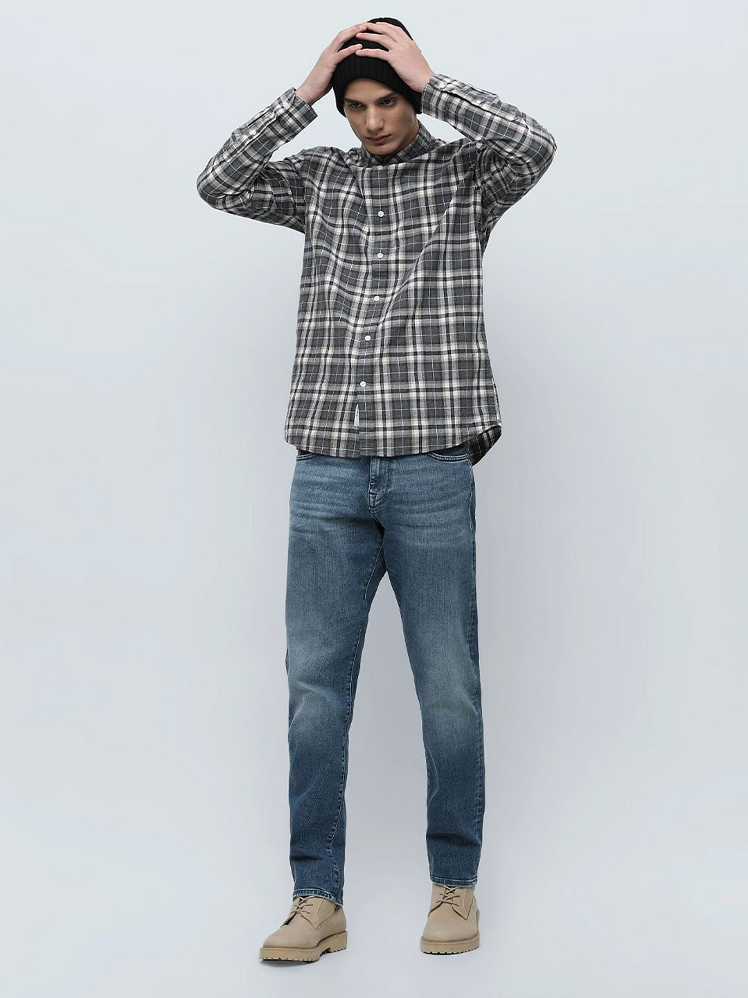 Blue Mid Rise Scott Straight Fit Jeans