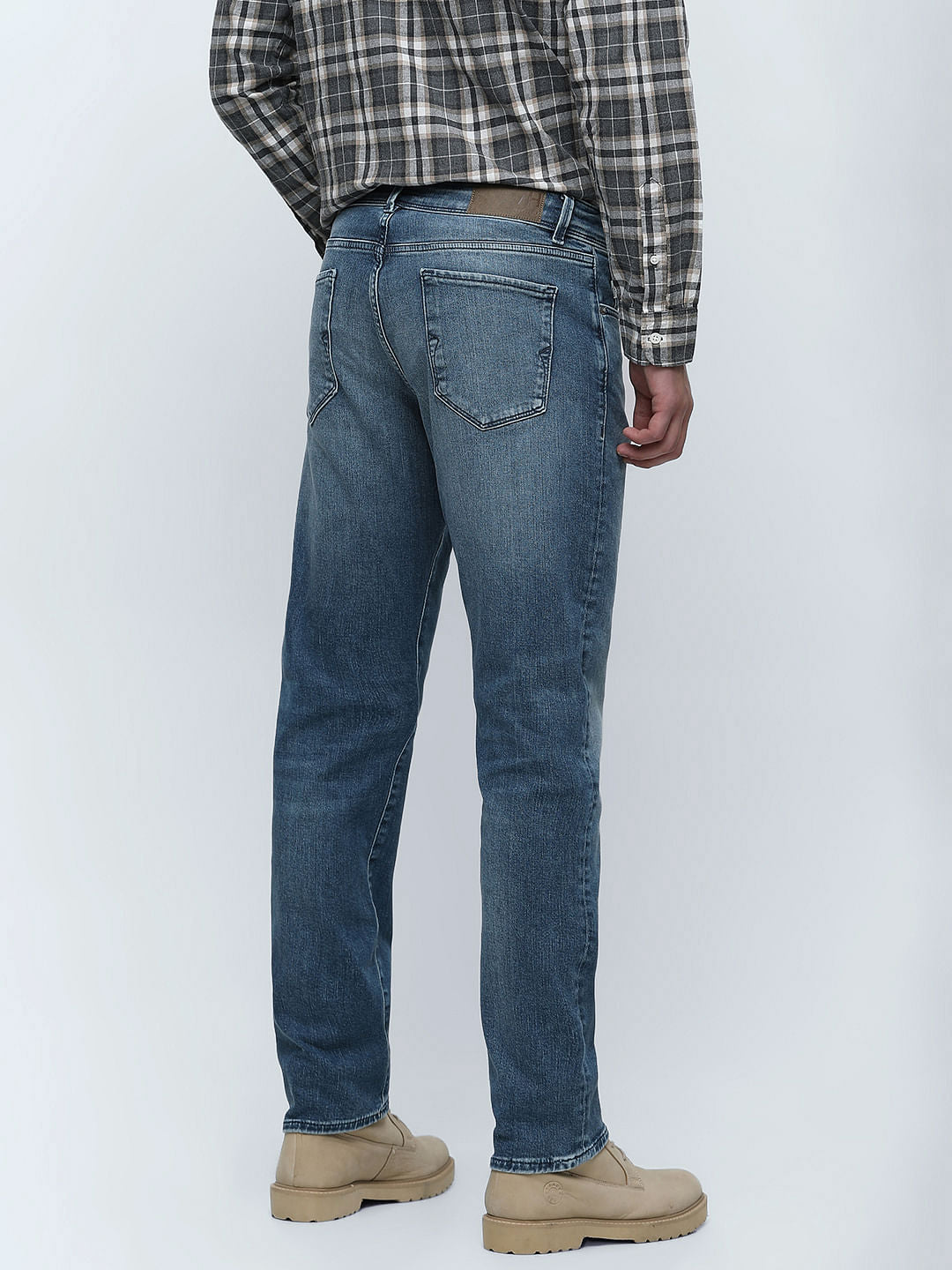 Blue Mid Rise Scott Straight Fit Jeans