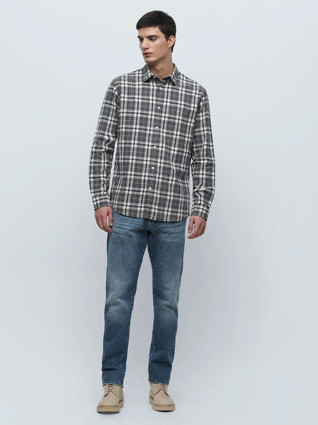 Blue Mid Rise Scott Straight Fit Jeans