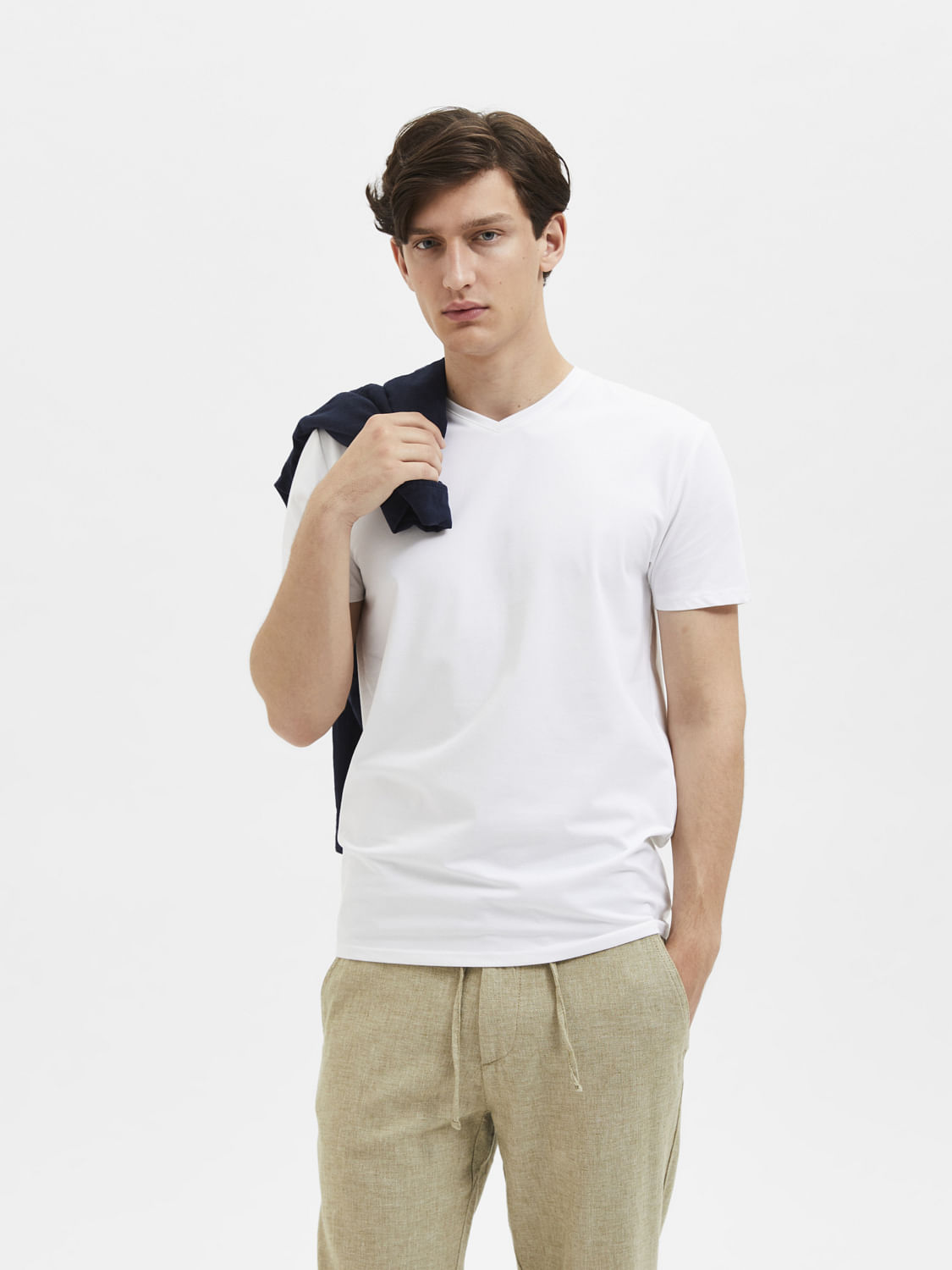 White Organic Cotton V-Neck T-shirt