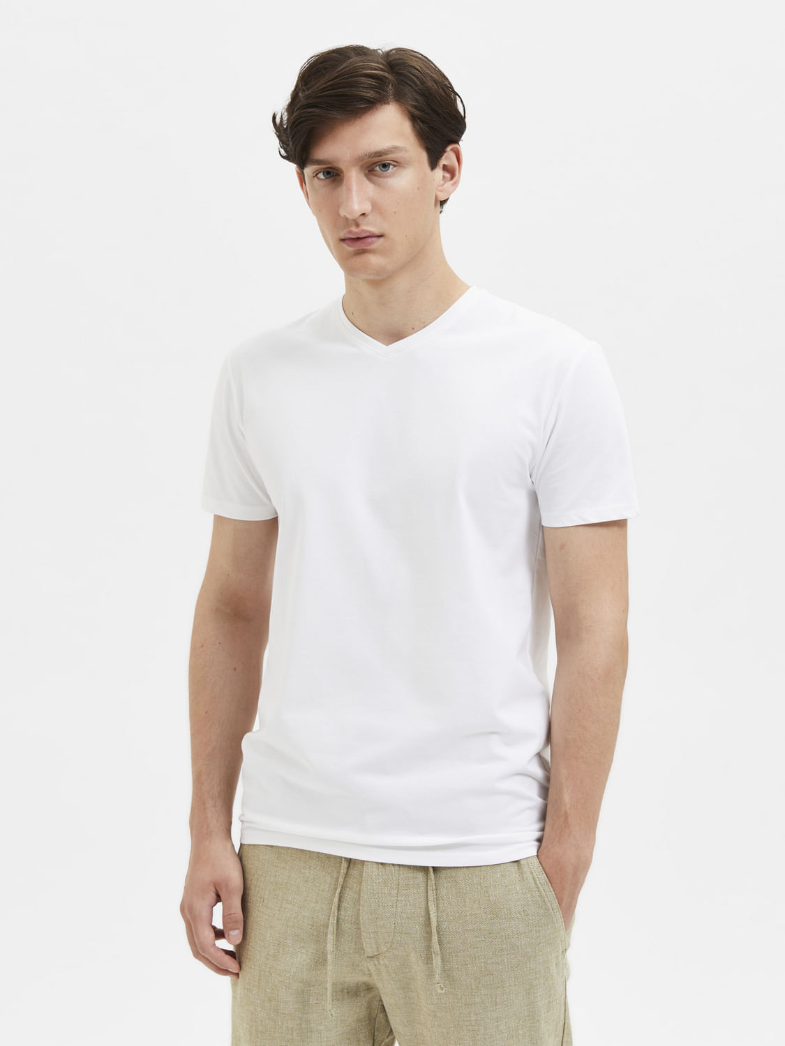 White Organic Cotton V-Neck T-shirt
