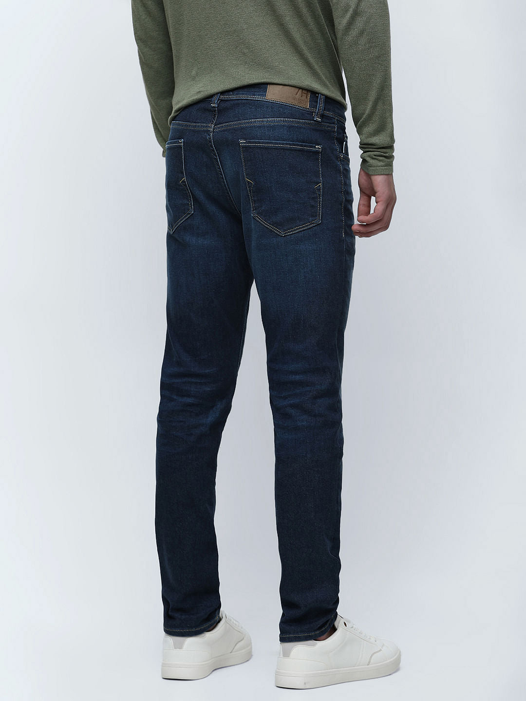 Dark Blue Mid Rise Leon Slim Fit Jeans