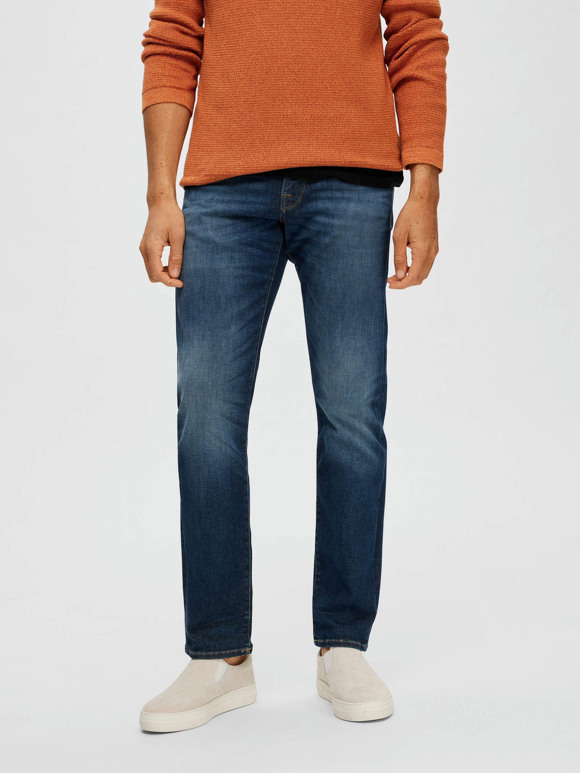 Dark Blue Mid Rise Scott Straight Fit Jeans