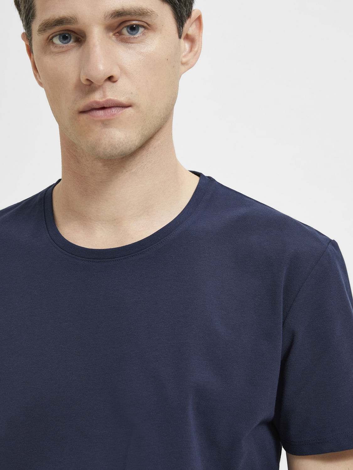 Blue Organic Cotton Crew Neck T-shirt