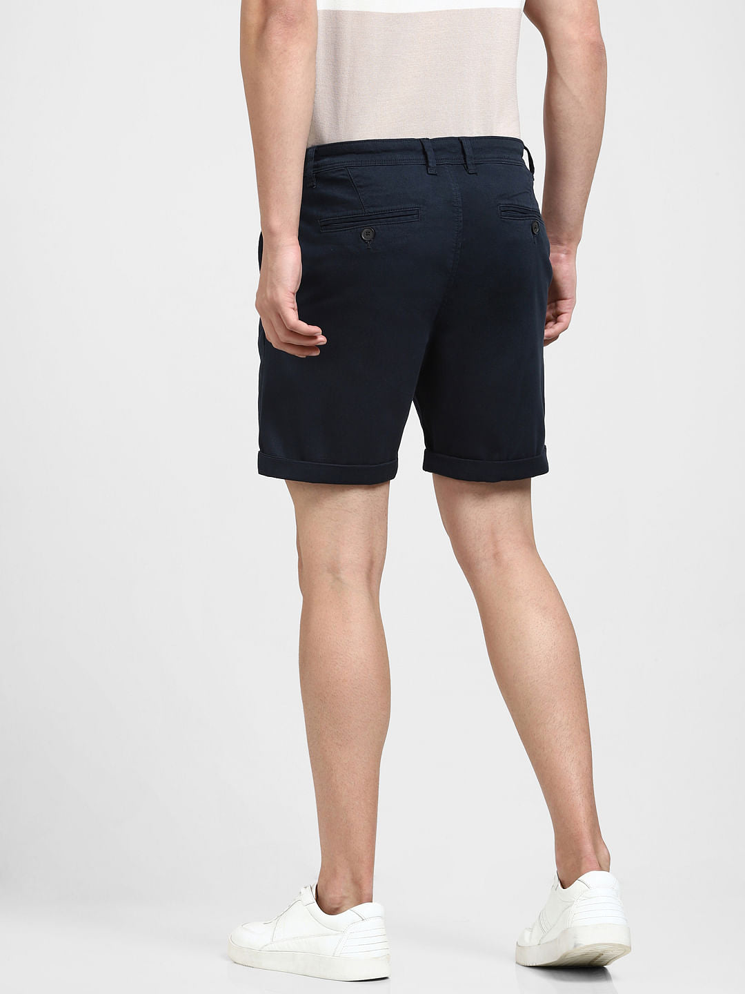 Navy Blue Mid Rise Shorts