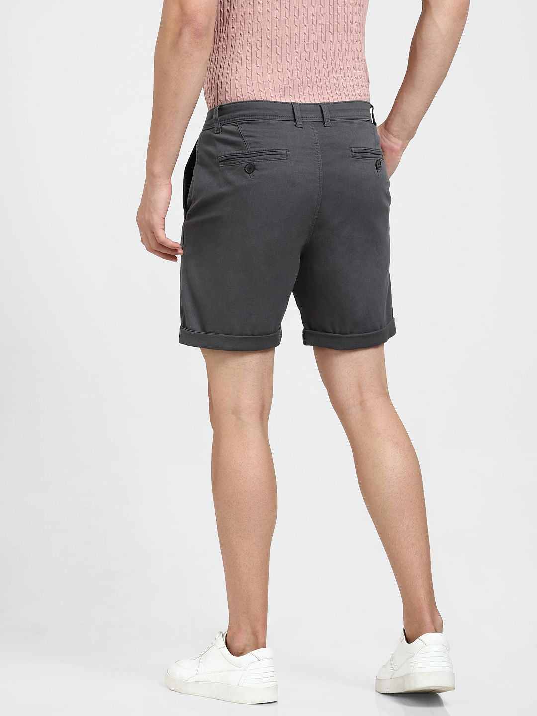 Grey Mid Rise Shorts