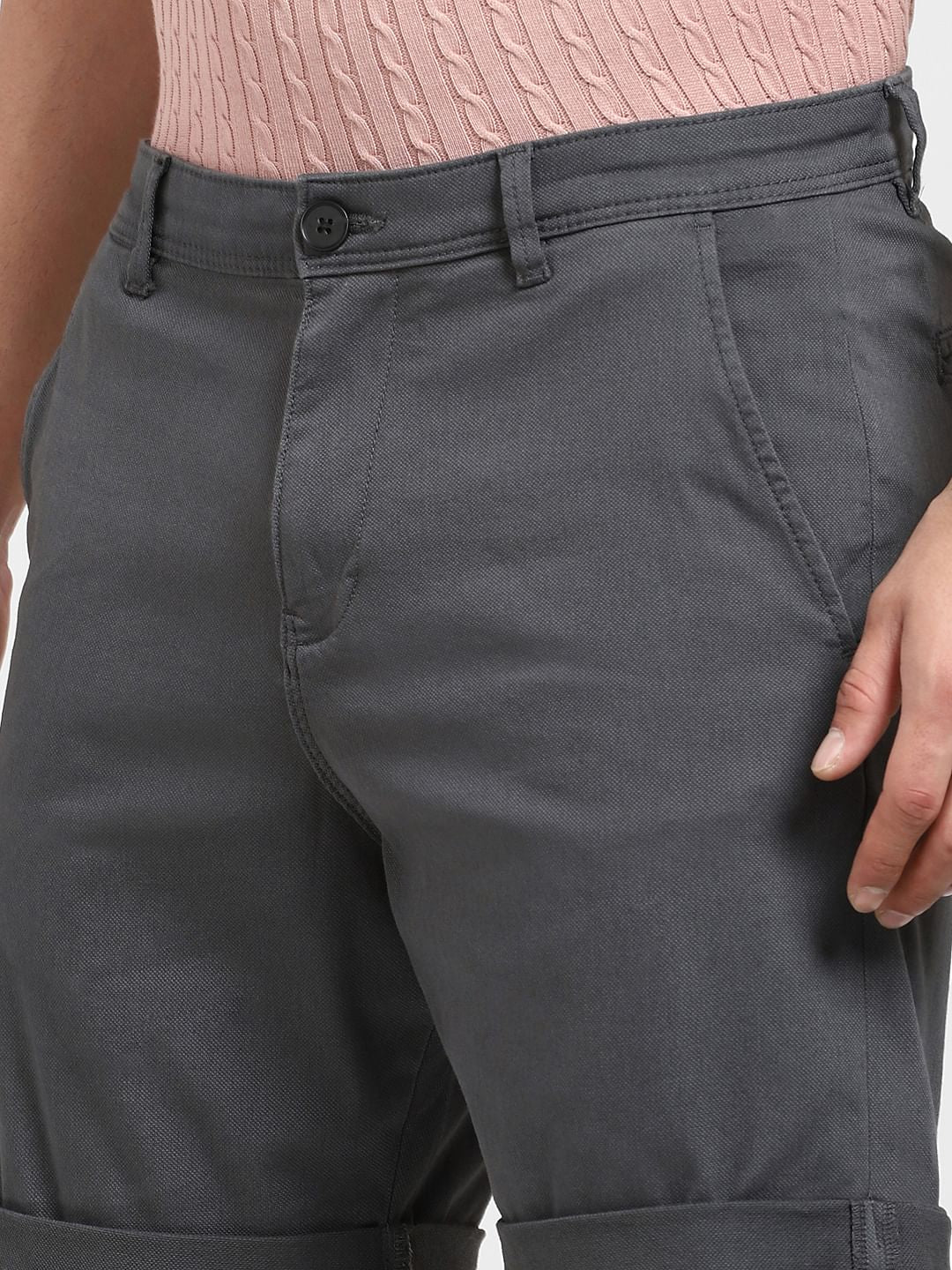 Grey Mid Rise Shorts