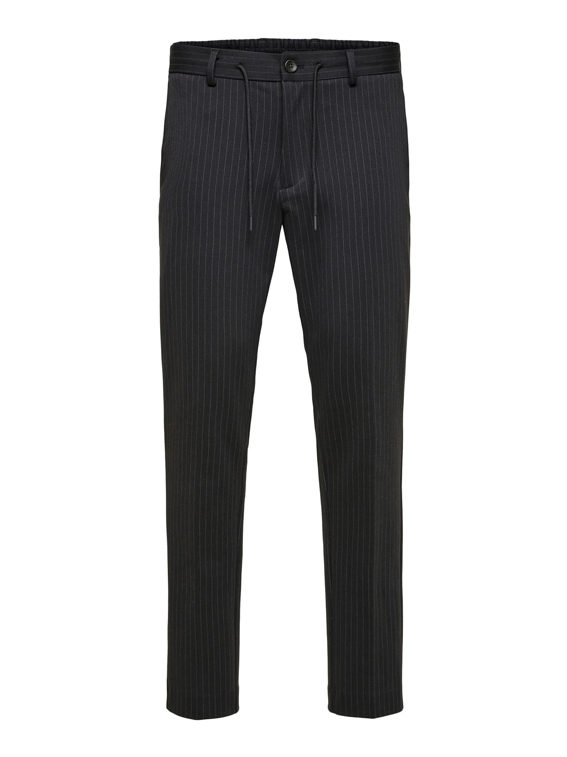 Black Mid Rise Striped Trousers