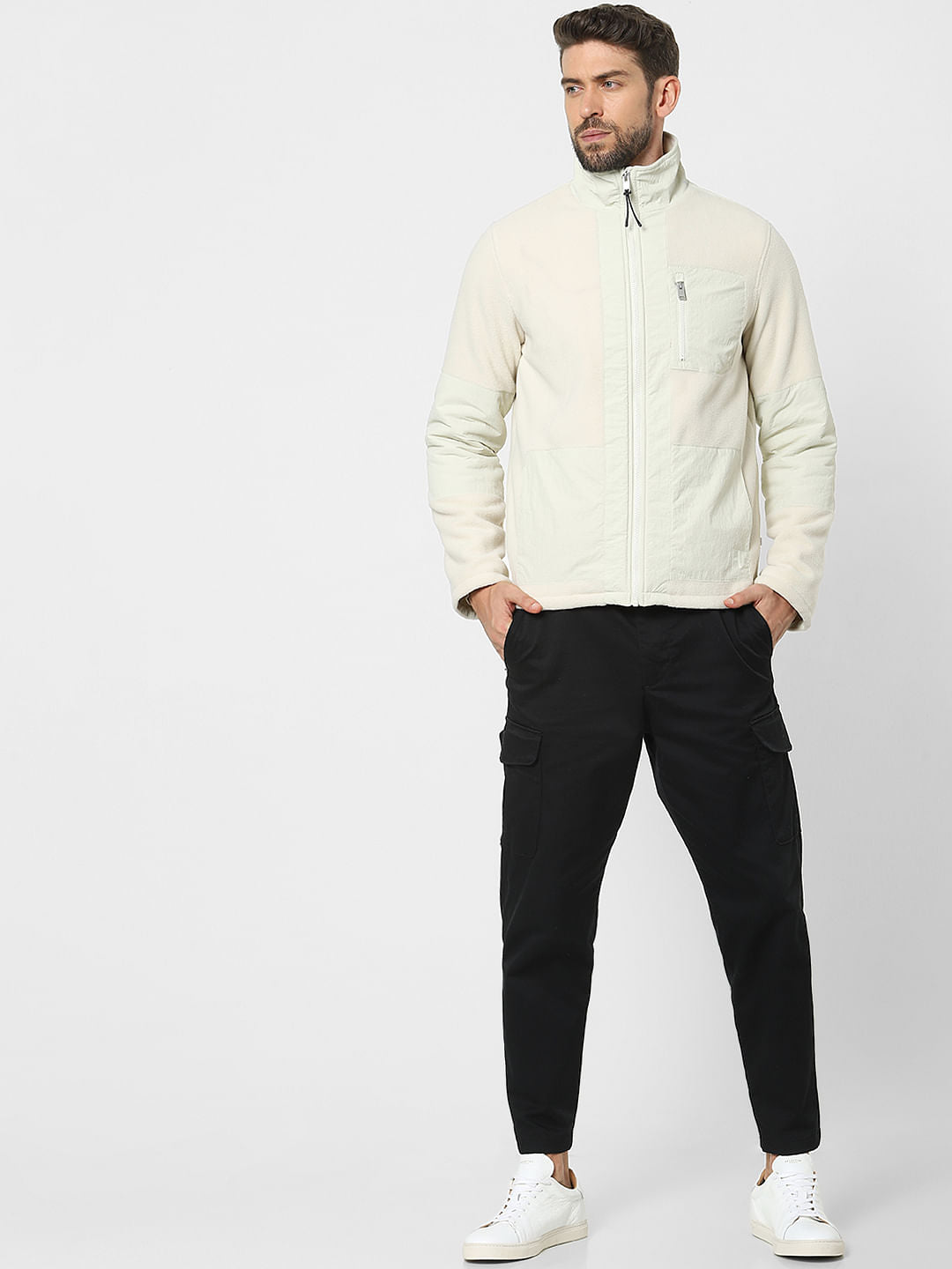 Off-White High Neck Fleece Jacket