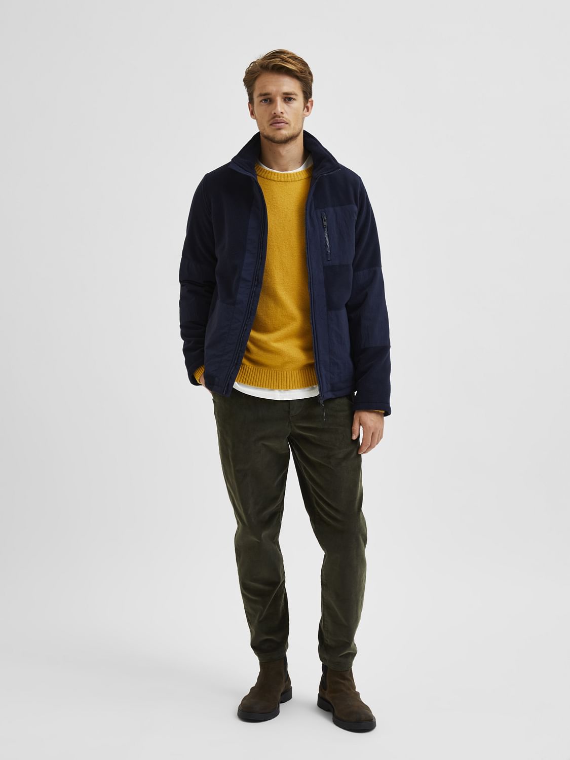 Navy Blue Zip Up Fleece Jacket