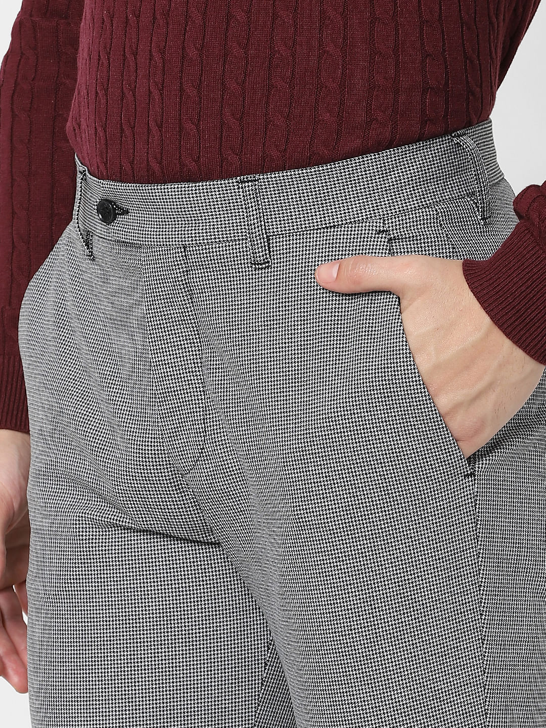 Light Grey Solid Trousers