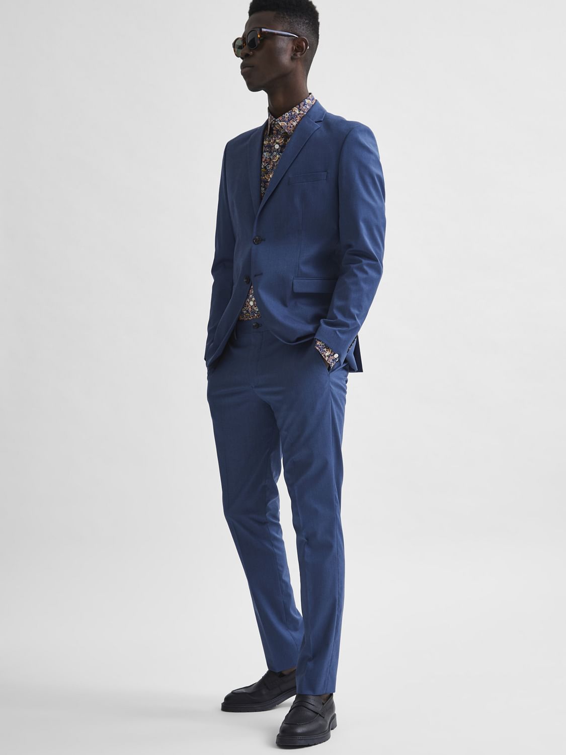 Blue Slim Fit Suit Trousers