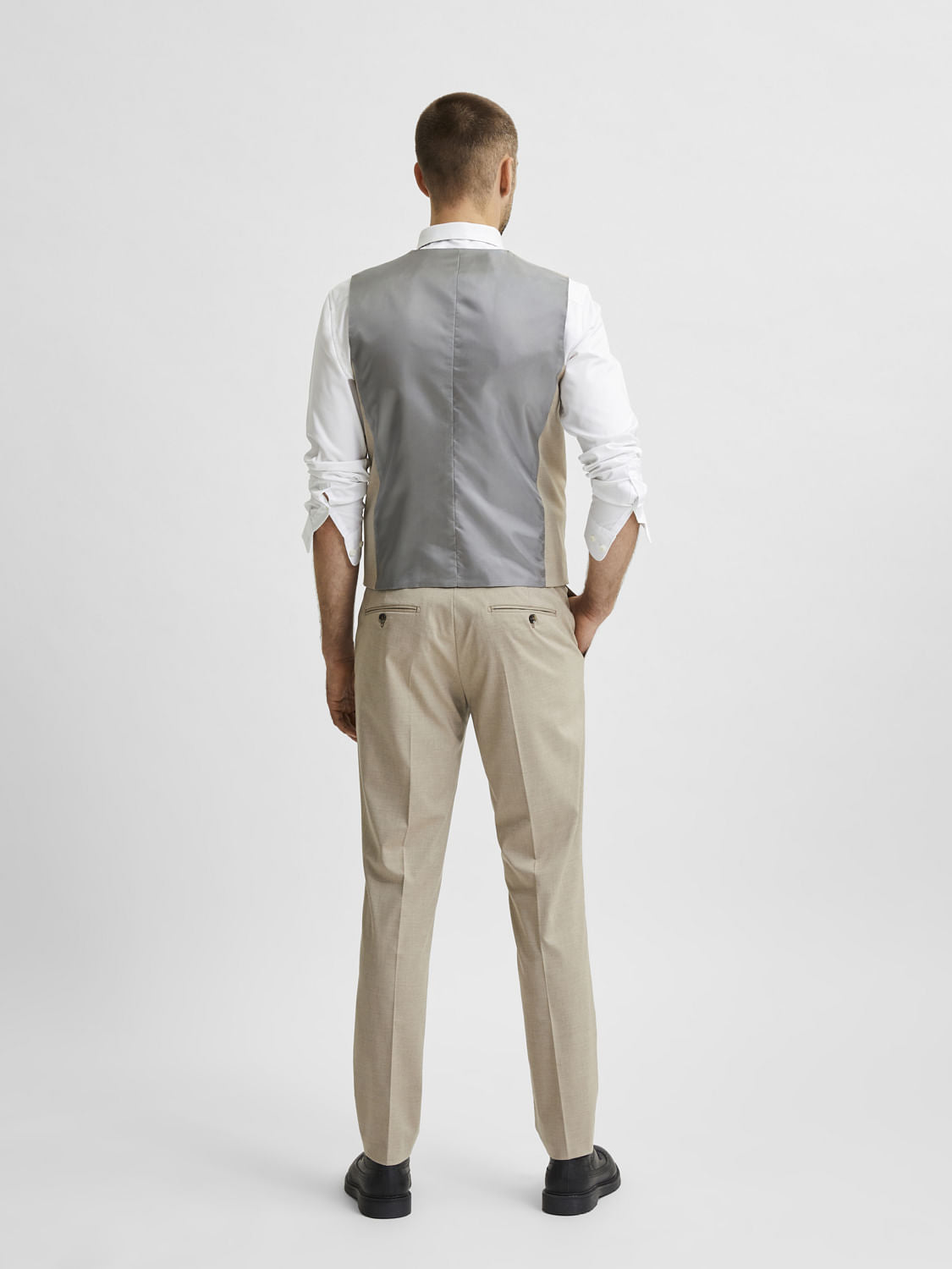 Beige Slim Fit Trousers