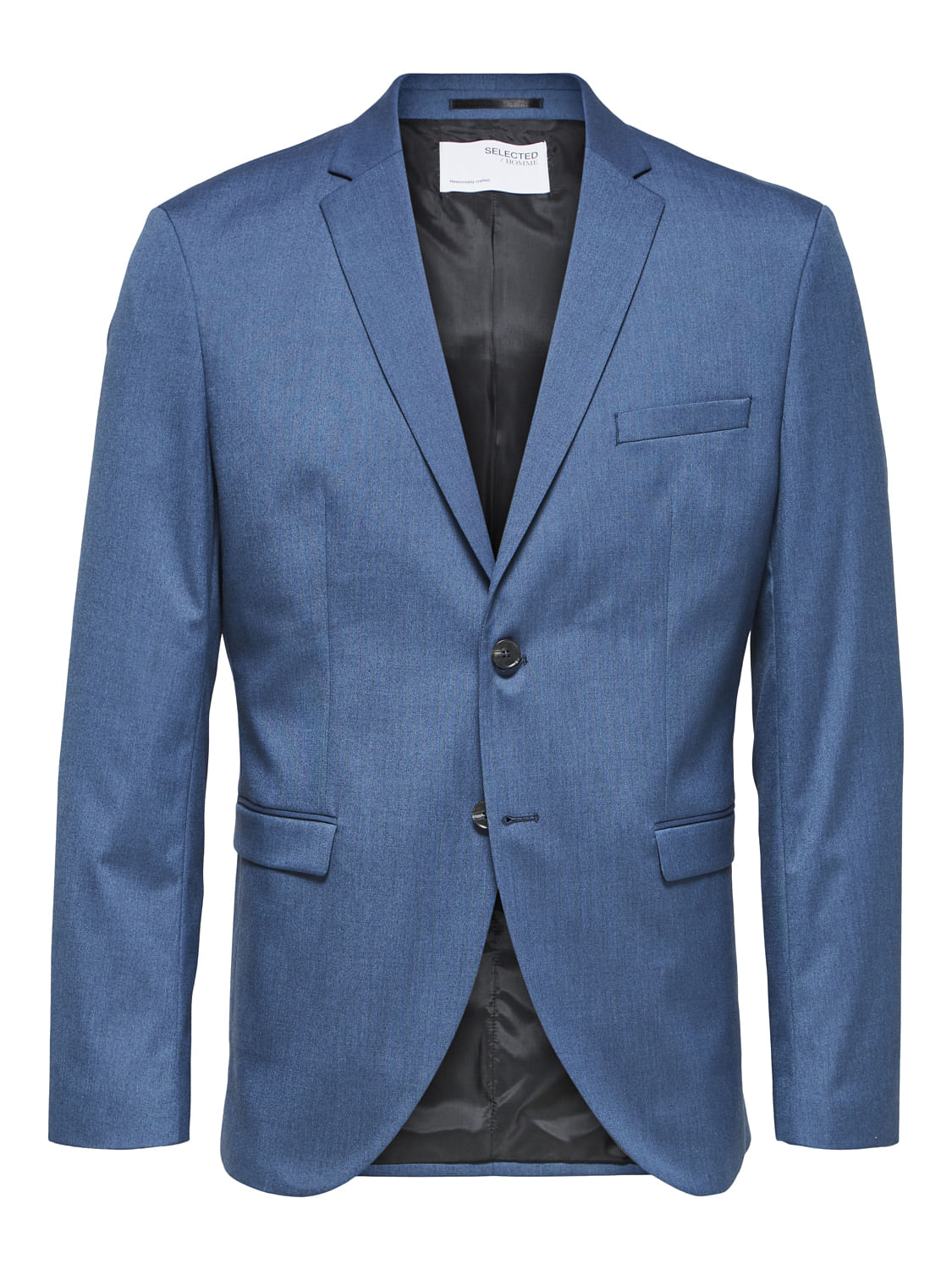 Blue Solid Slim Fit Suit Blazer
