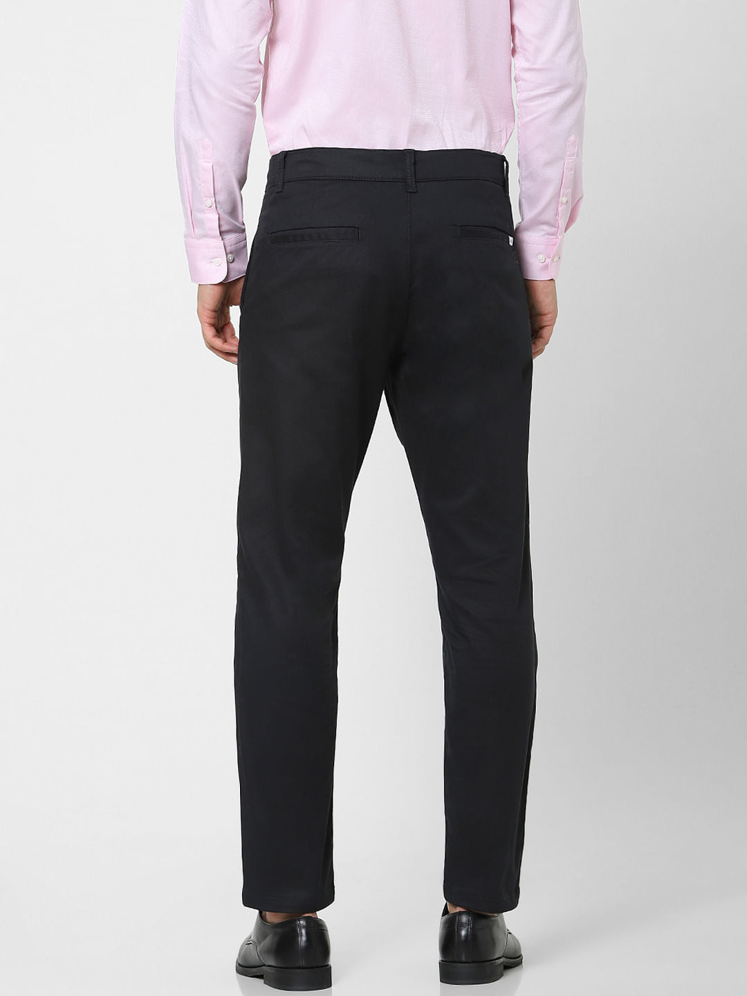 Black Mid Rise Cotton Slim Fit Chinos