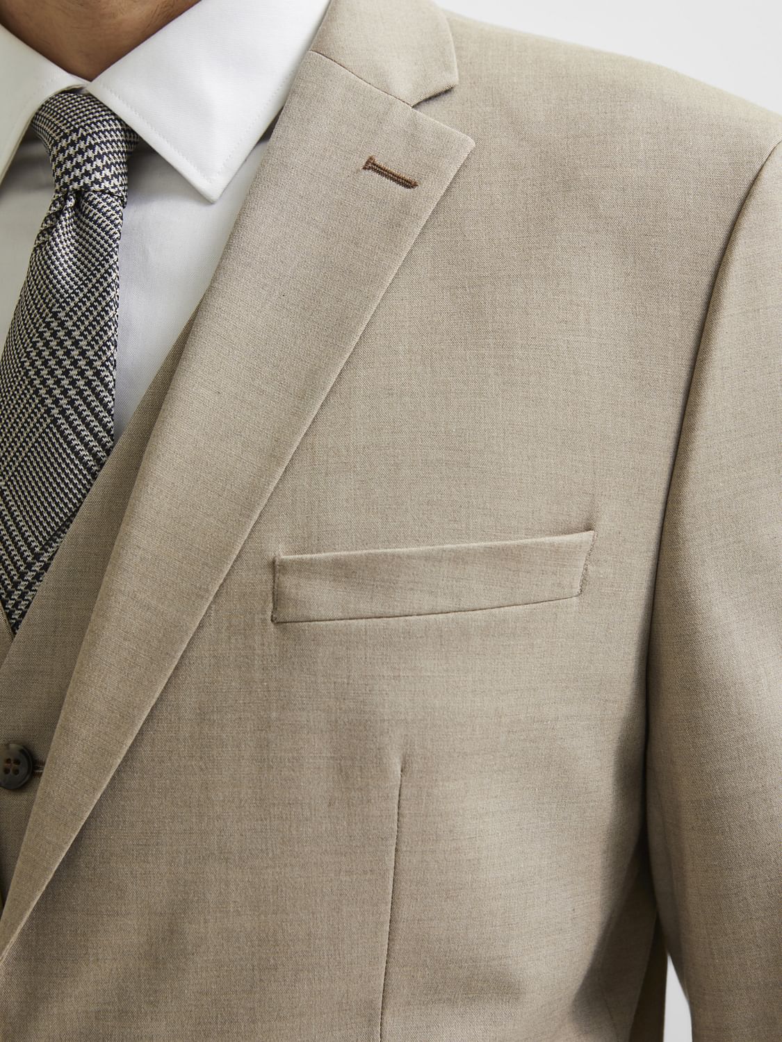 Beige Double Button Suit-Set Blazer