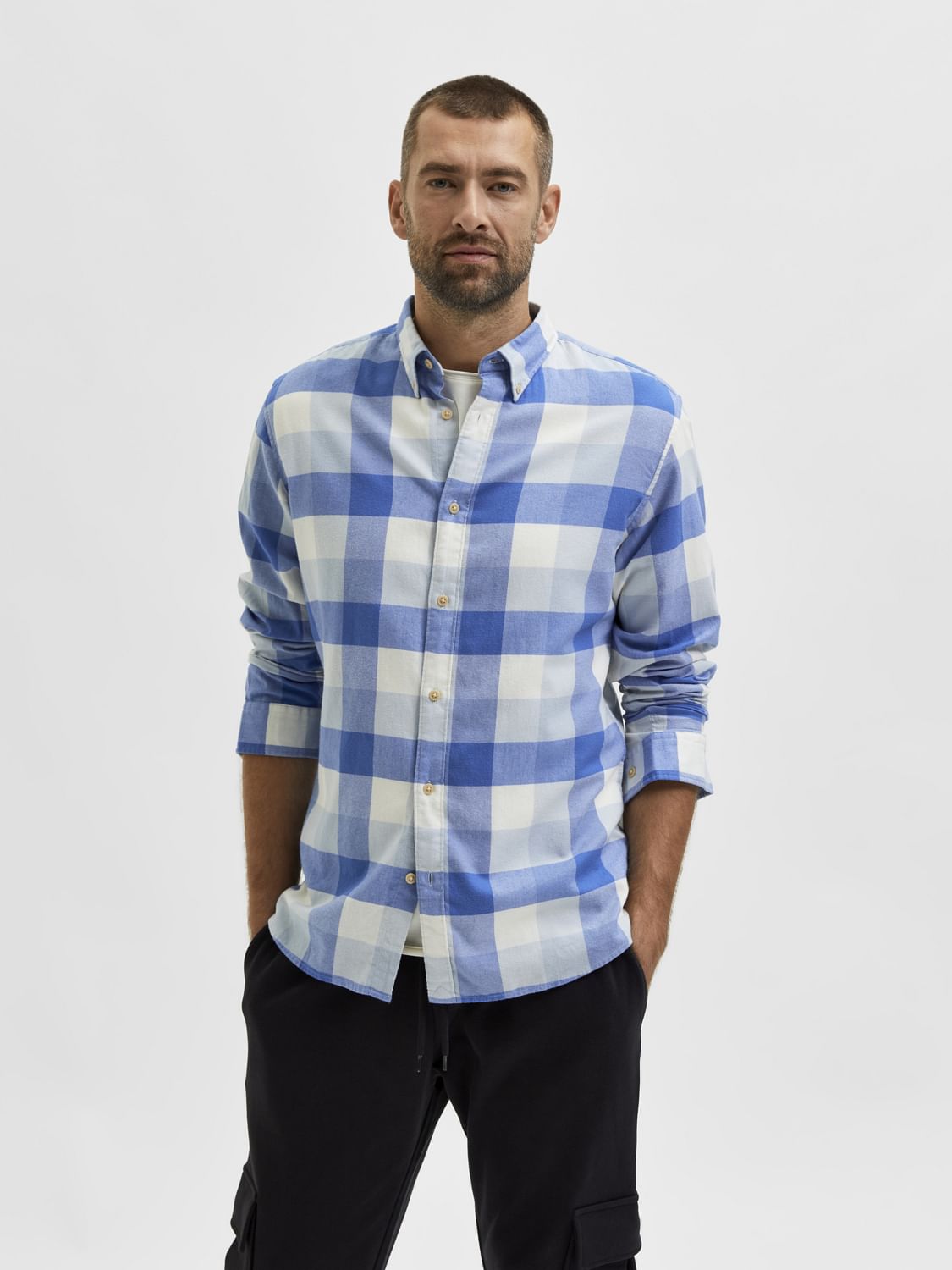 Blue Flannel Checked Full Sleeves Shirt