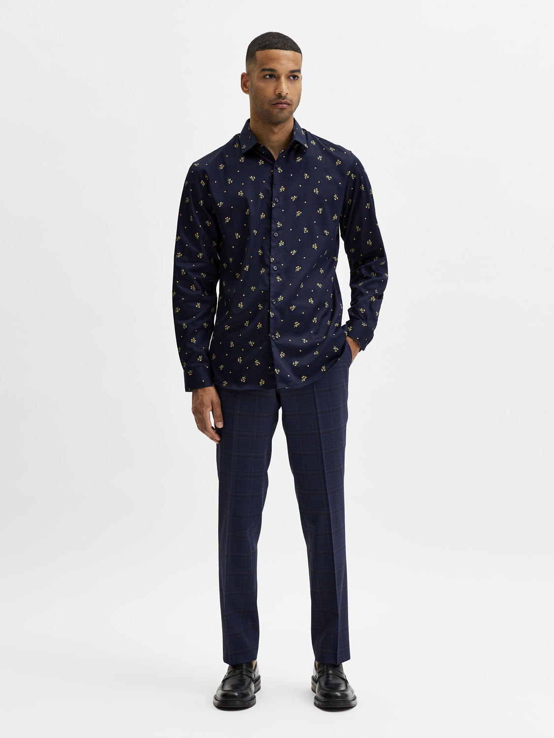 Blue Floral Full Sleevess Shirt